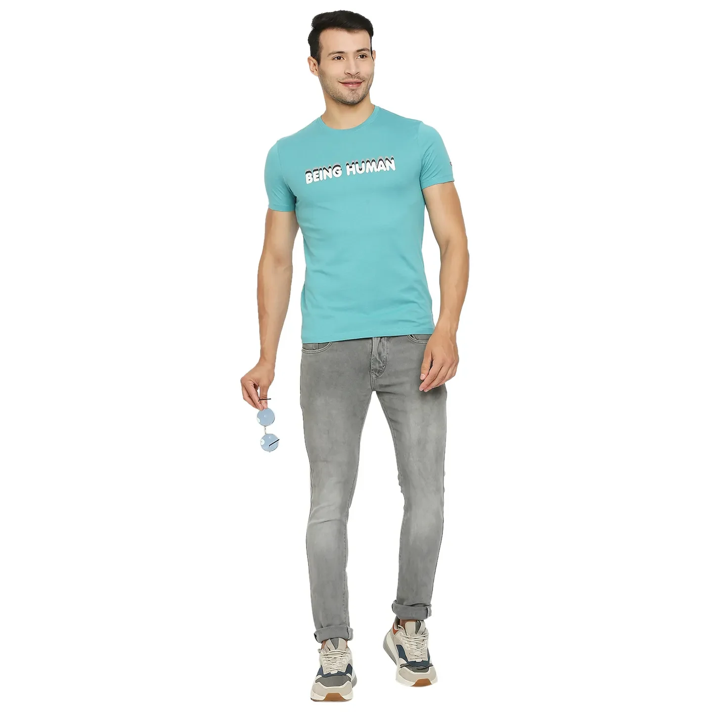 Blue Regular Fit Men's Short Sleeves T-Shirt by Being Human Clothing - Image 6