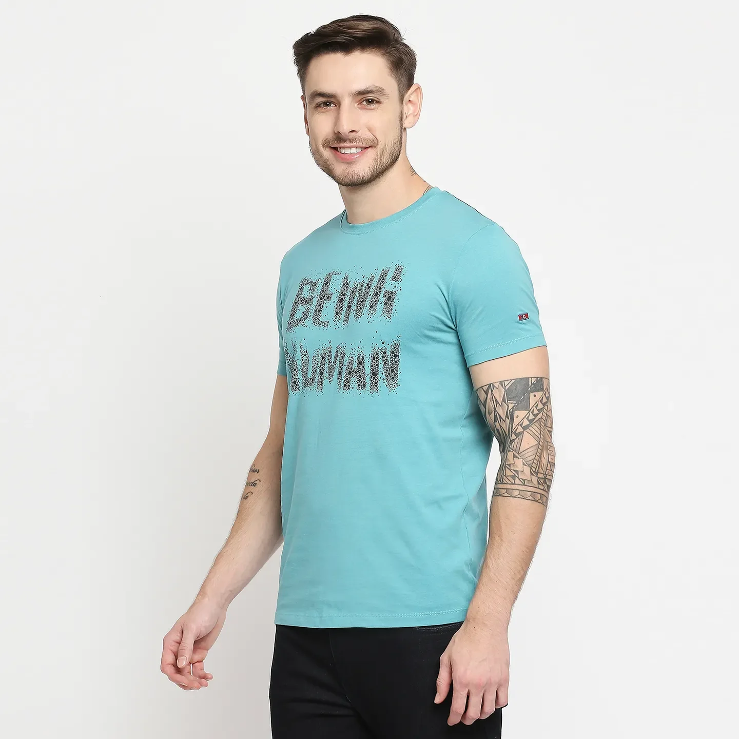 Blue Regular Fit Men's Short Sleeves T-Shirt by Being Human Clothing - Image 2