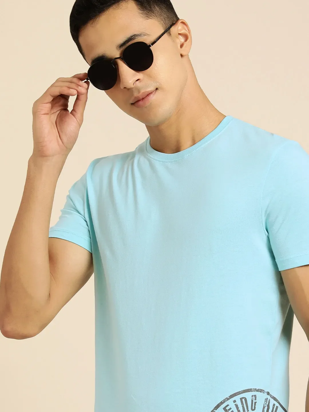Blue Regular Fit Men's Short Sleeves T-Shirt by Being Human Clothing - Image 5