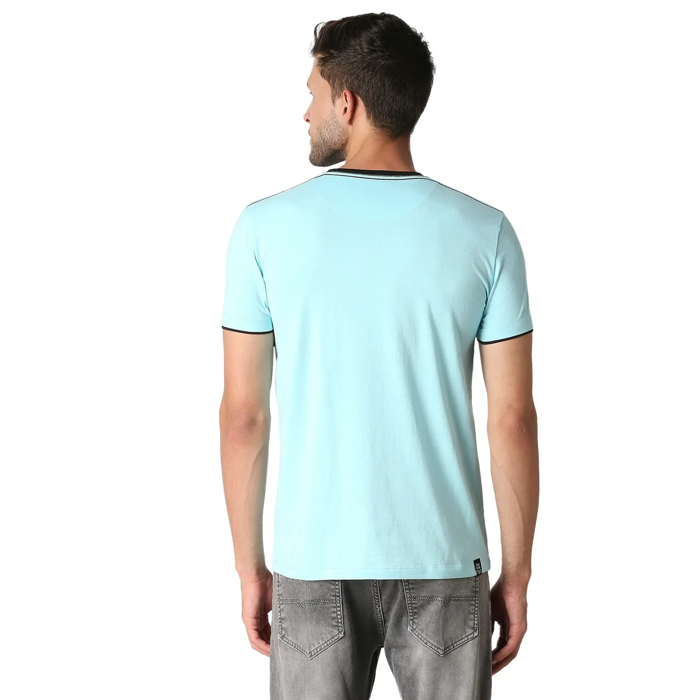 Blue Regular Fit Men's Short Sleeves T-Shirt by Being Human Clothing - Image 3