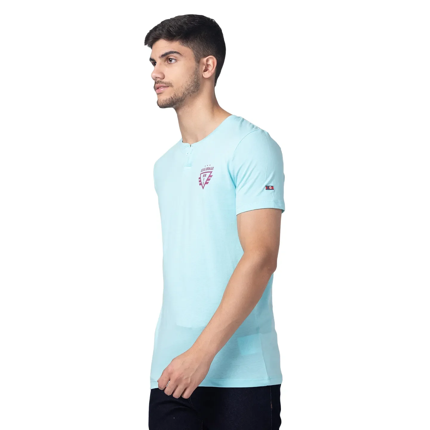 Blue Regular Fit Men's Short Sleeves T-Shirt by Being Human Clothing - Image 2