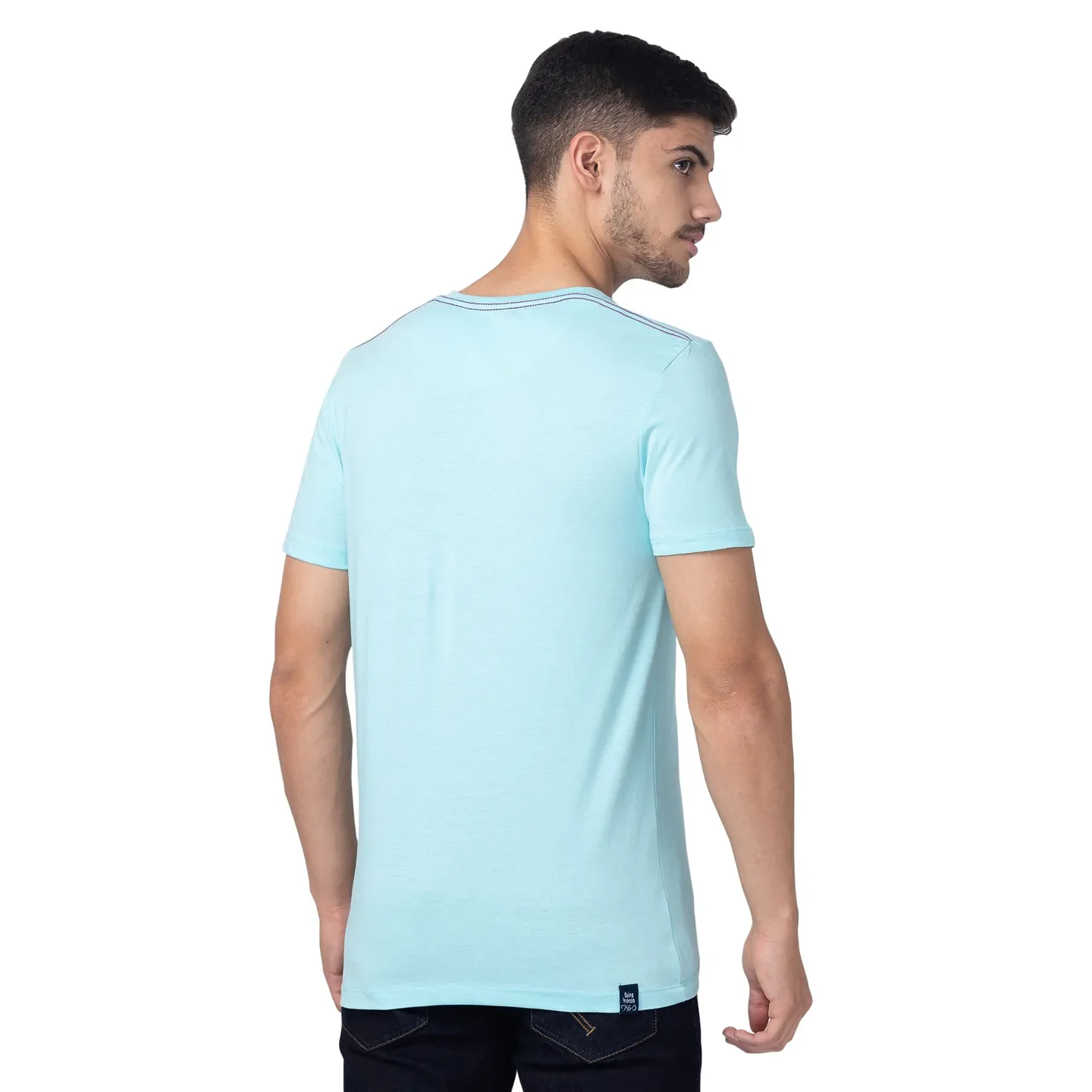 Blue Regular Fit Men's Short Sleeves T-Shirt by Being Human Clothing - Image 3