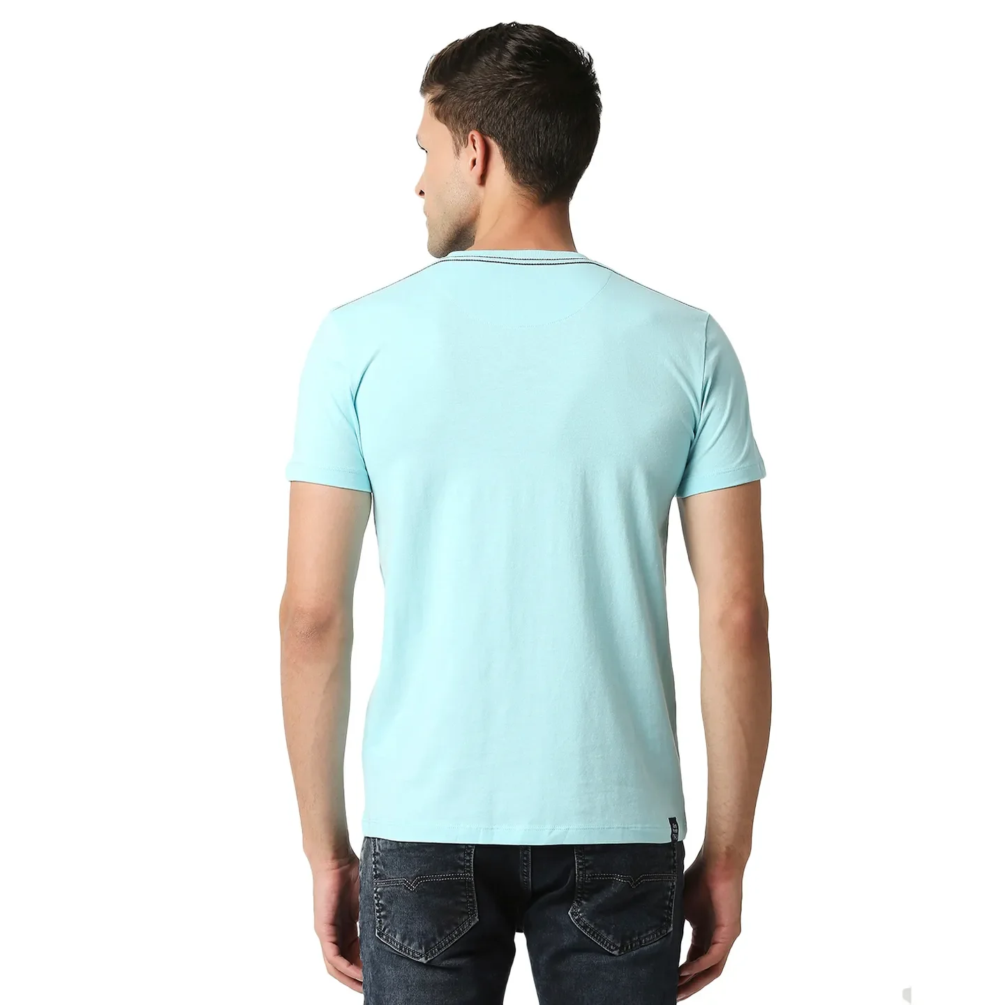 Blue Regular Fit Men's Short Sleeves T-Shirt by Being Human Clothing - Image 4