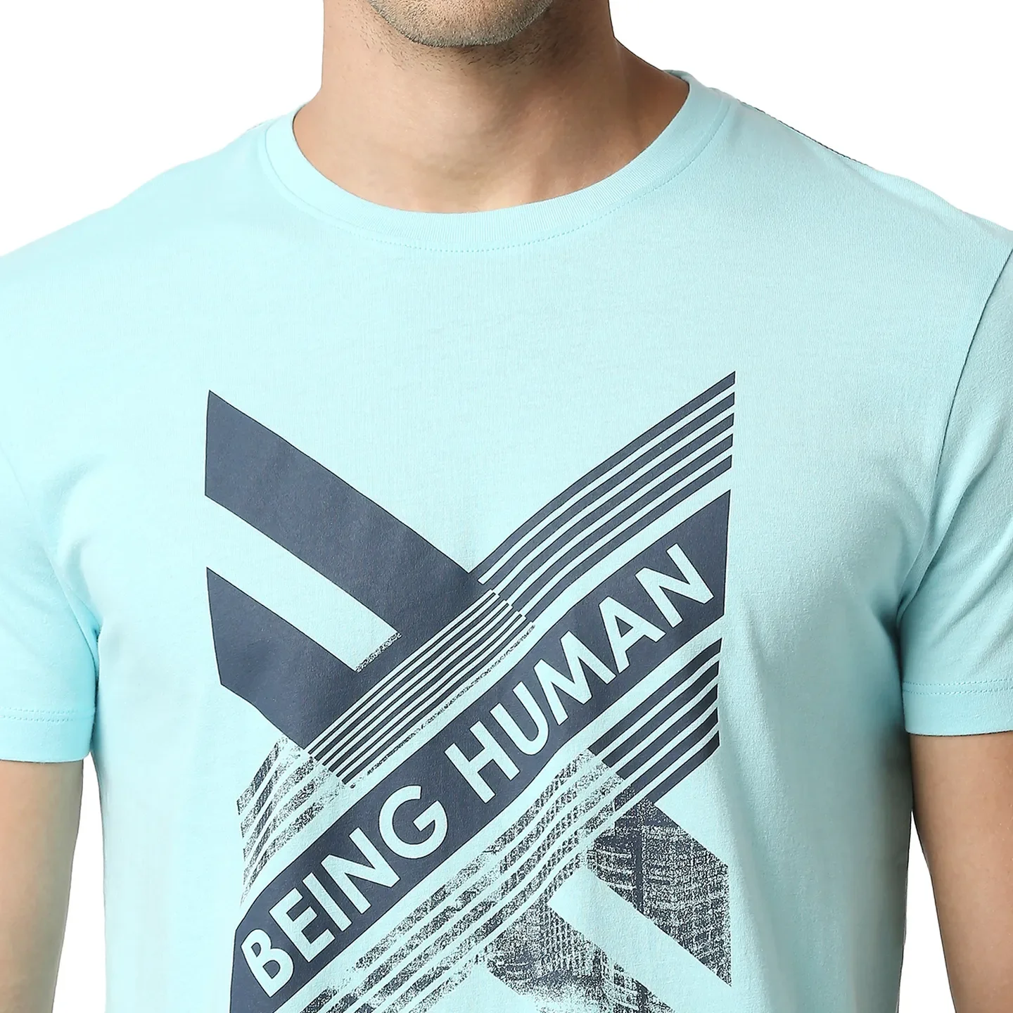 Blue Regular Fit Men's Short Sleeves T-Shirt by Being Human Clothing - Image 5