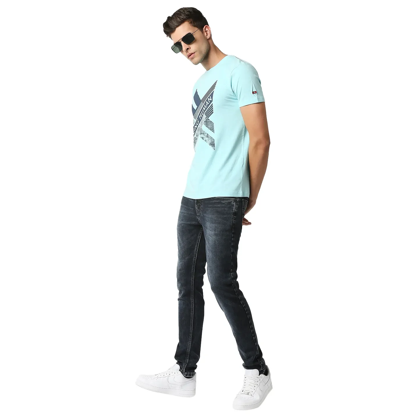 Blue Regular Fit Men's Short Sleeves T-Shirt by Being Human Clothing - Image 6