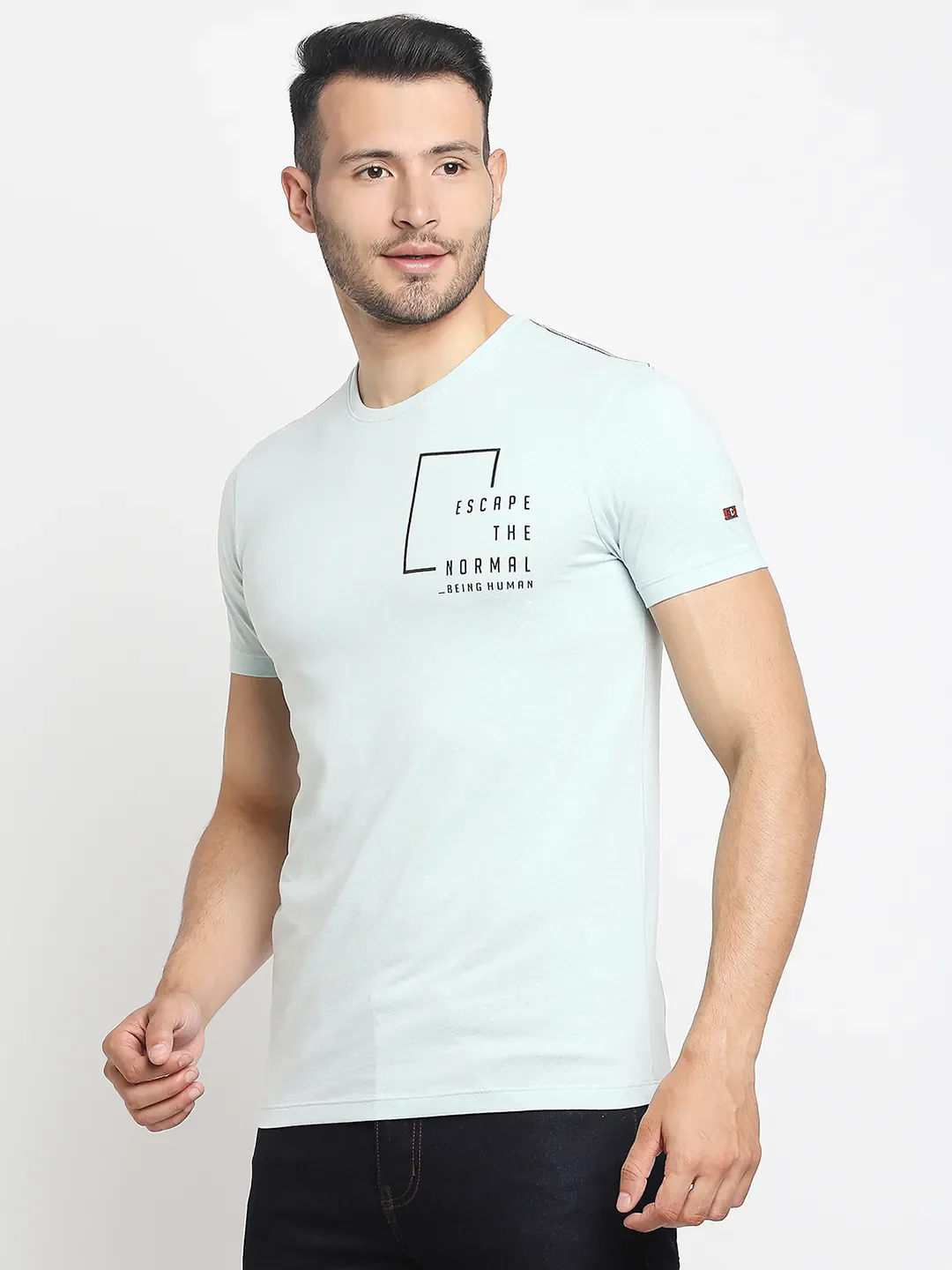Grey Regular Fit Men's Short Sleeves T-Shirt by Being Human Clothing - Image 2