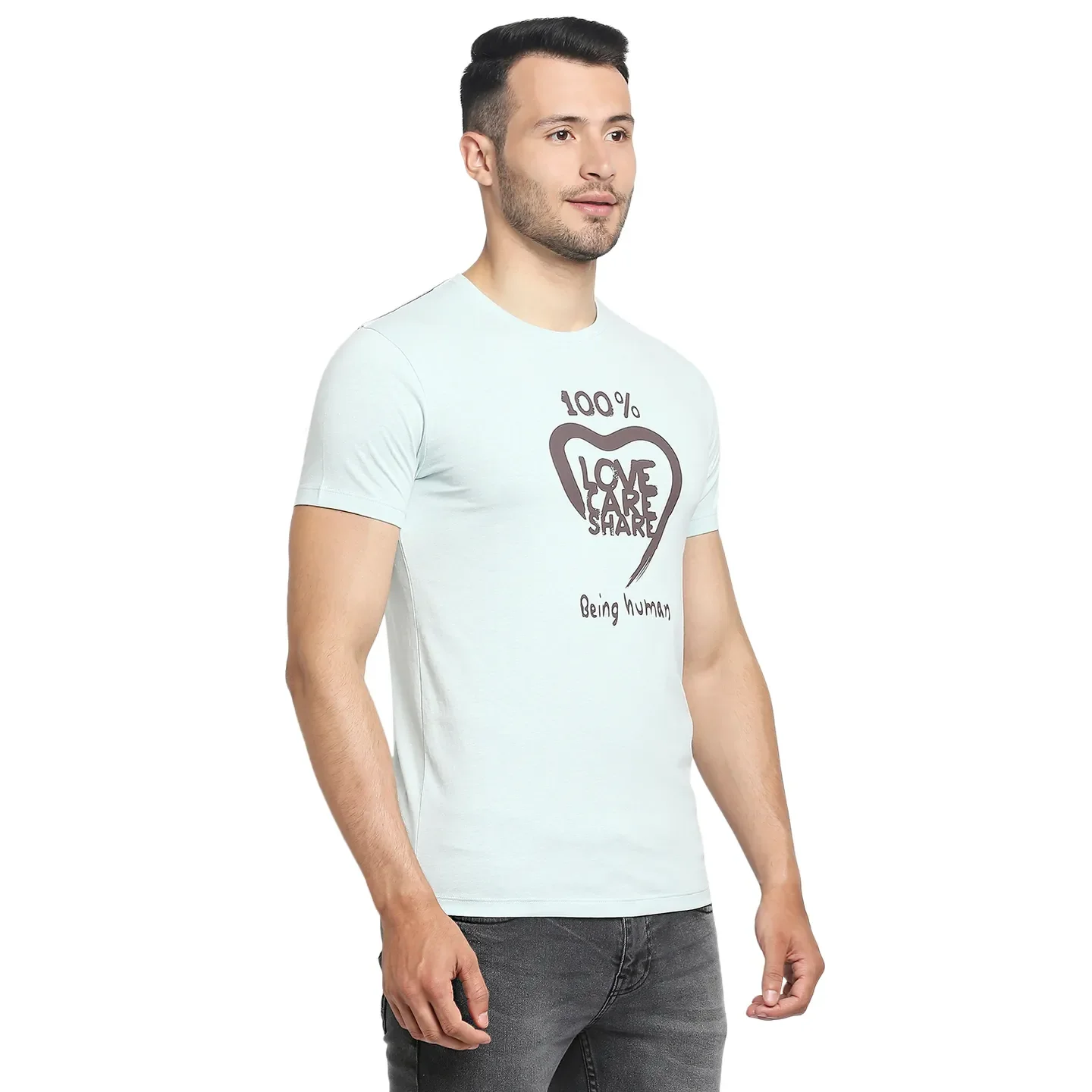 Grey Regular Fit Men's Short Sleeves T-Shirt by Being Human Clothing - Image 3
