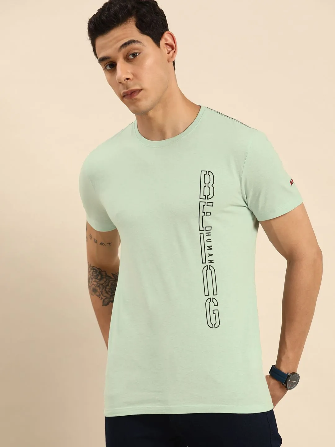Grey Regular Fit Men's Short Sleeves T-Shirt by Being Human Clothing - Image 2