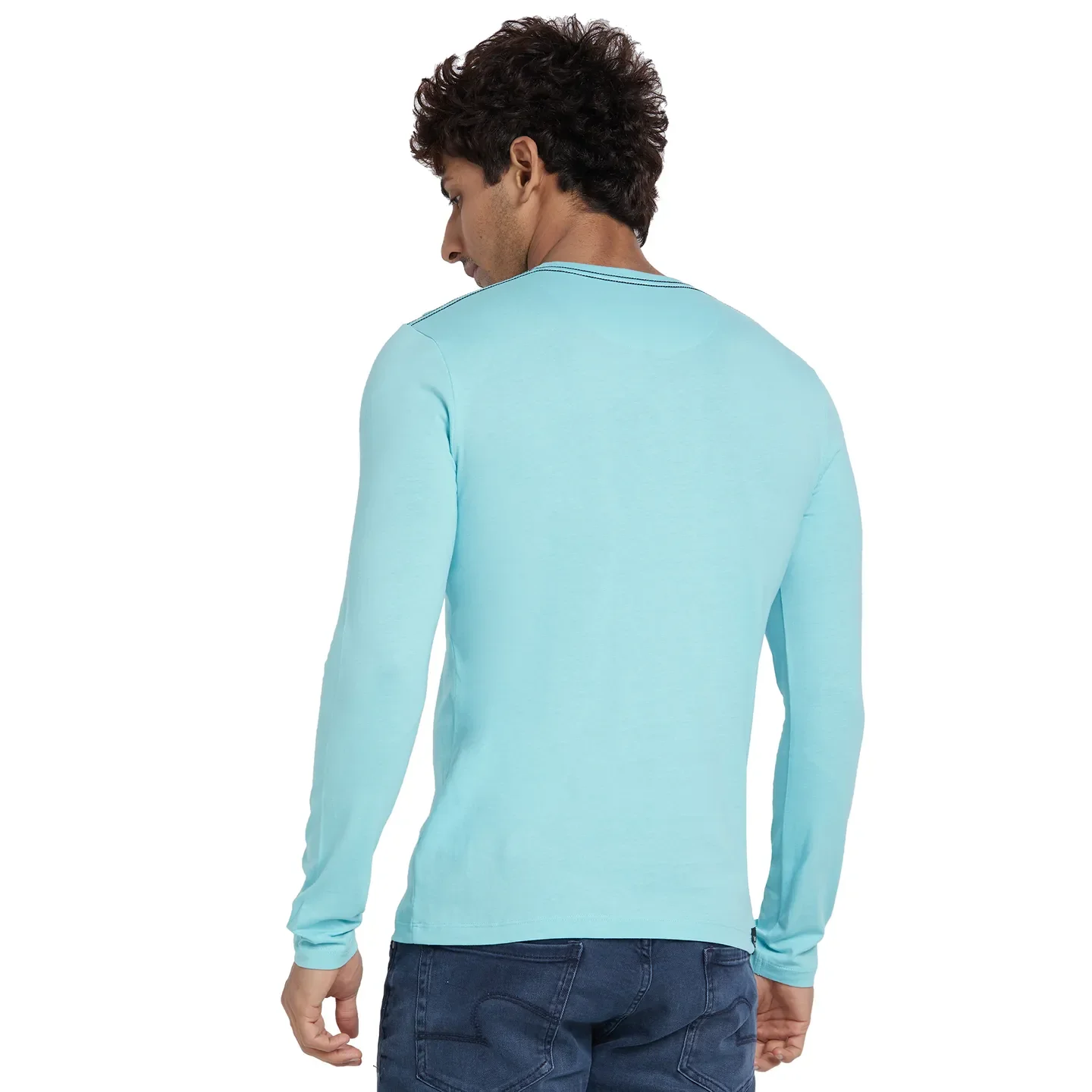 Blue Regular Fit Men's Long Sleeves T-Shirt by Being Human Clothing - Image 3