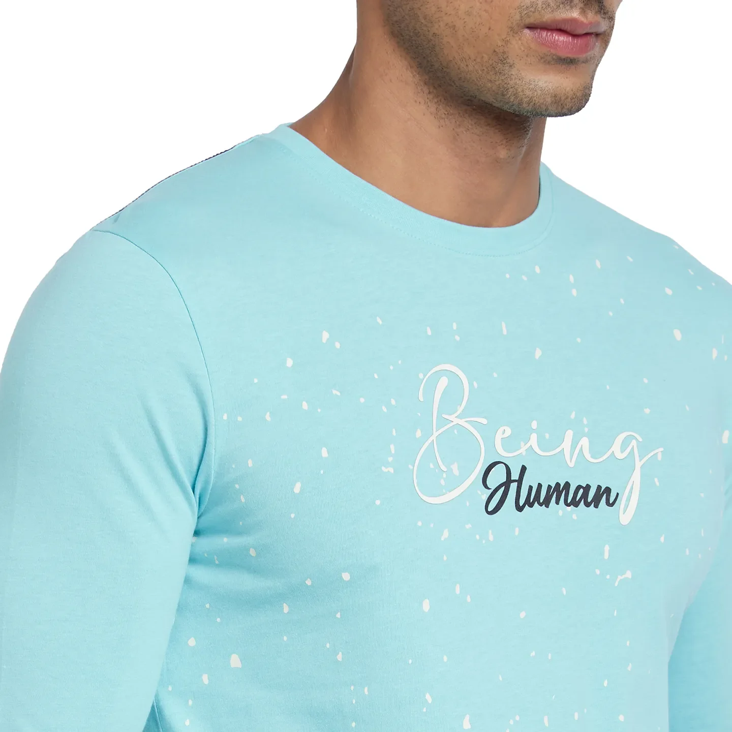 Blue Regular Fit Men's Long Sleeves T-Shirt by Being Human Clothing - Image 4