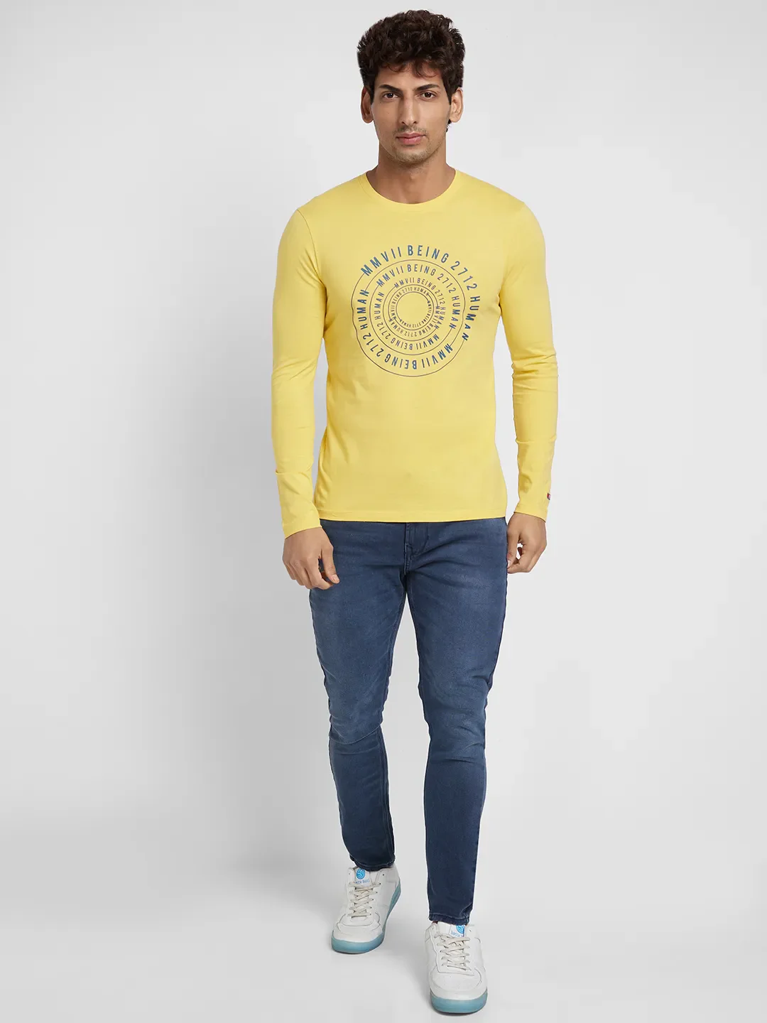 Blue Regular Fit Men's Long Sleeves T-Shirt by Being Human Clothing - Image 2