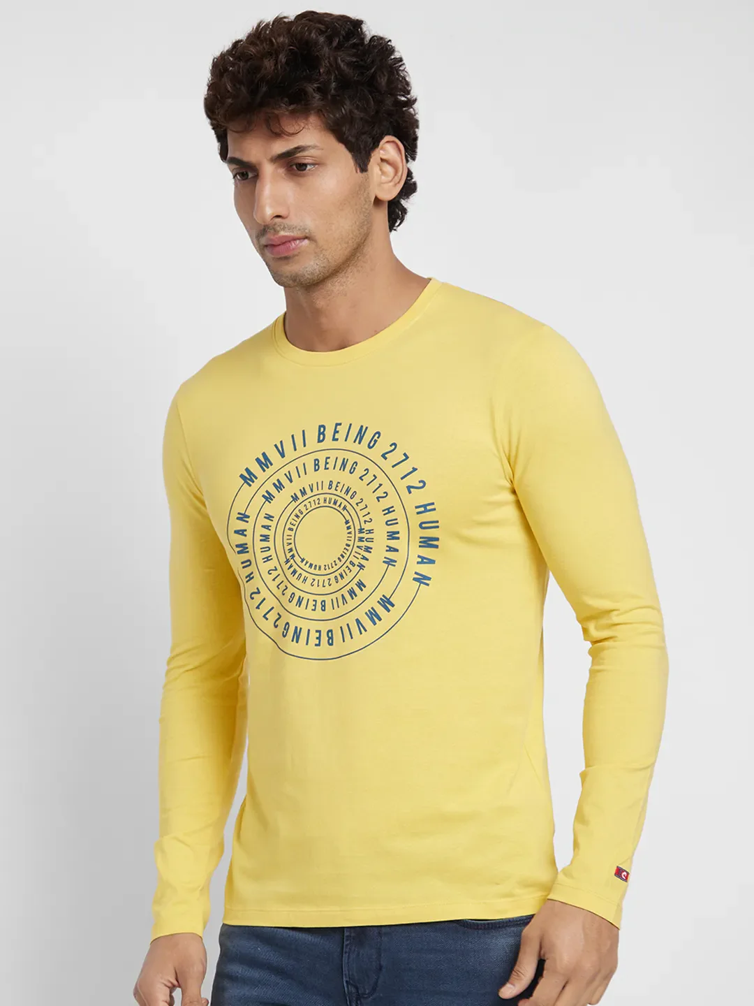 Blue Regular Fit Men's Long Sleeves T-Shirt by Being Human Clothing - Image 4