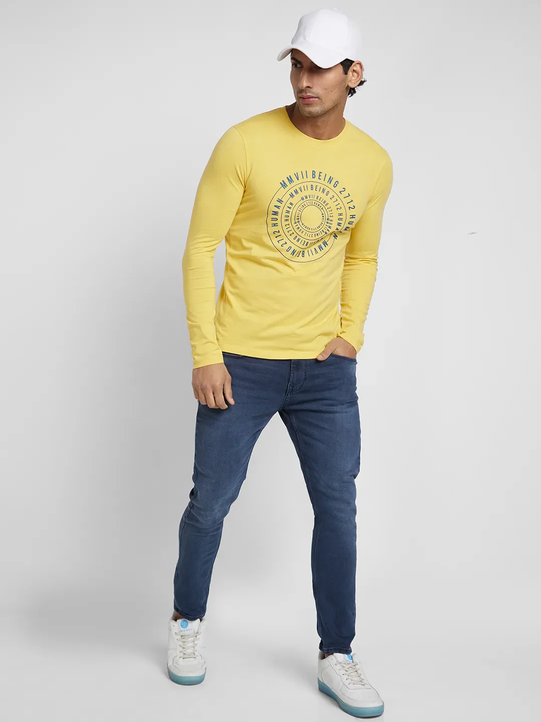 Blue Regular Fit Men's Long Sleeves T-Shirt by Being Human Clothing - Image 6