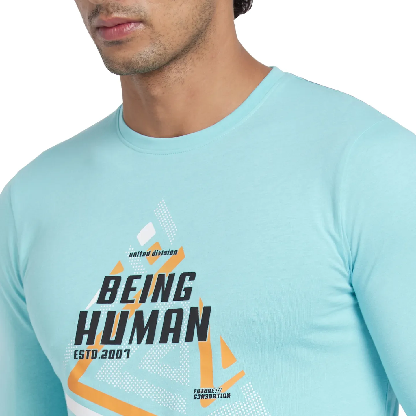 Blue Regular Fit Men's Long Sleeves T-Shirt by Being Human Clothing - Image 4