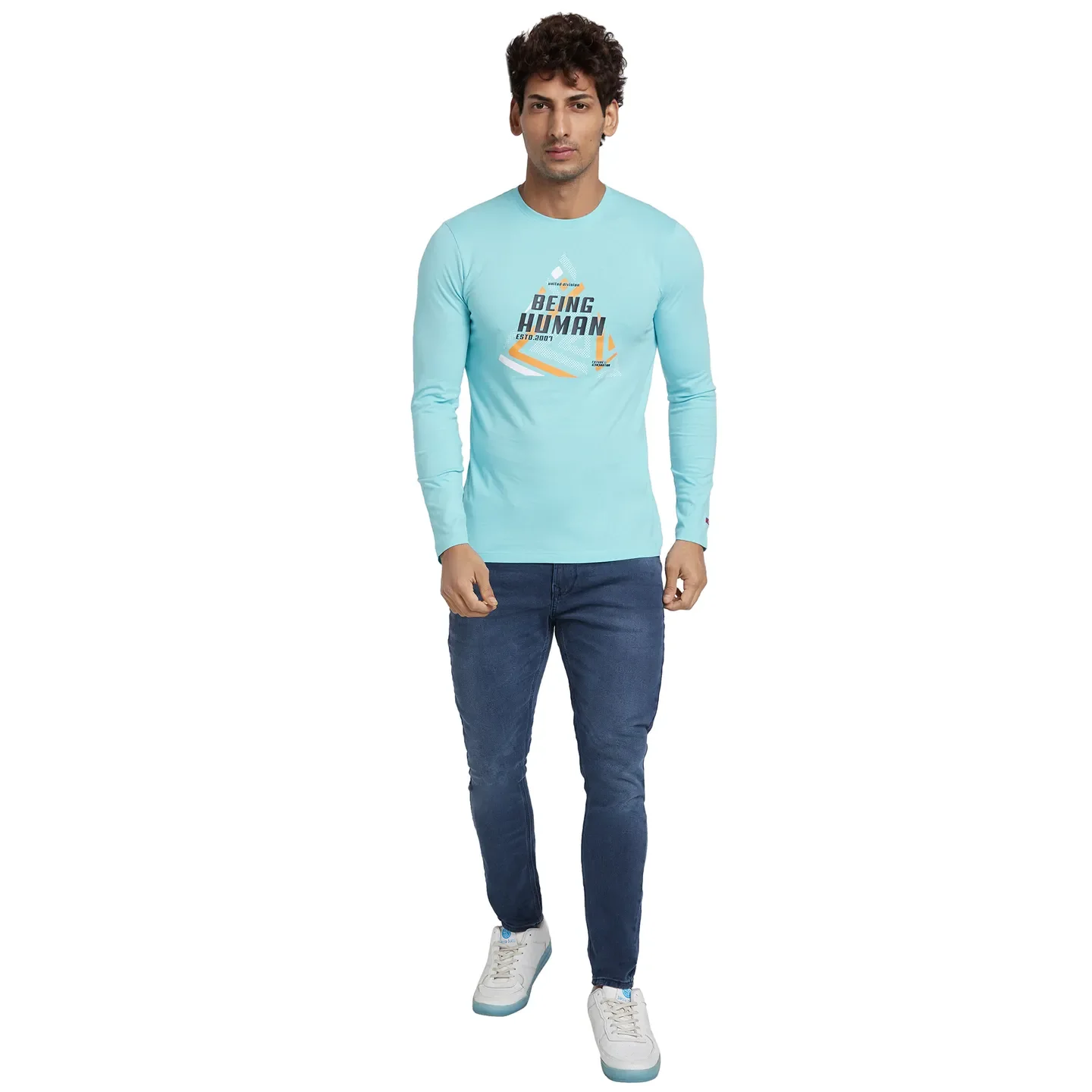 Blue Regular Fit Men's Long Sleeves T-Shirt by Being Human Clothing - Image 5