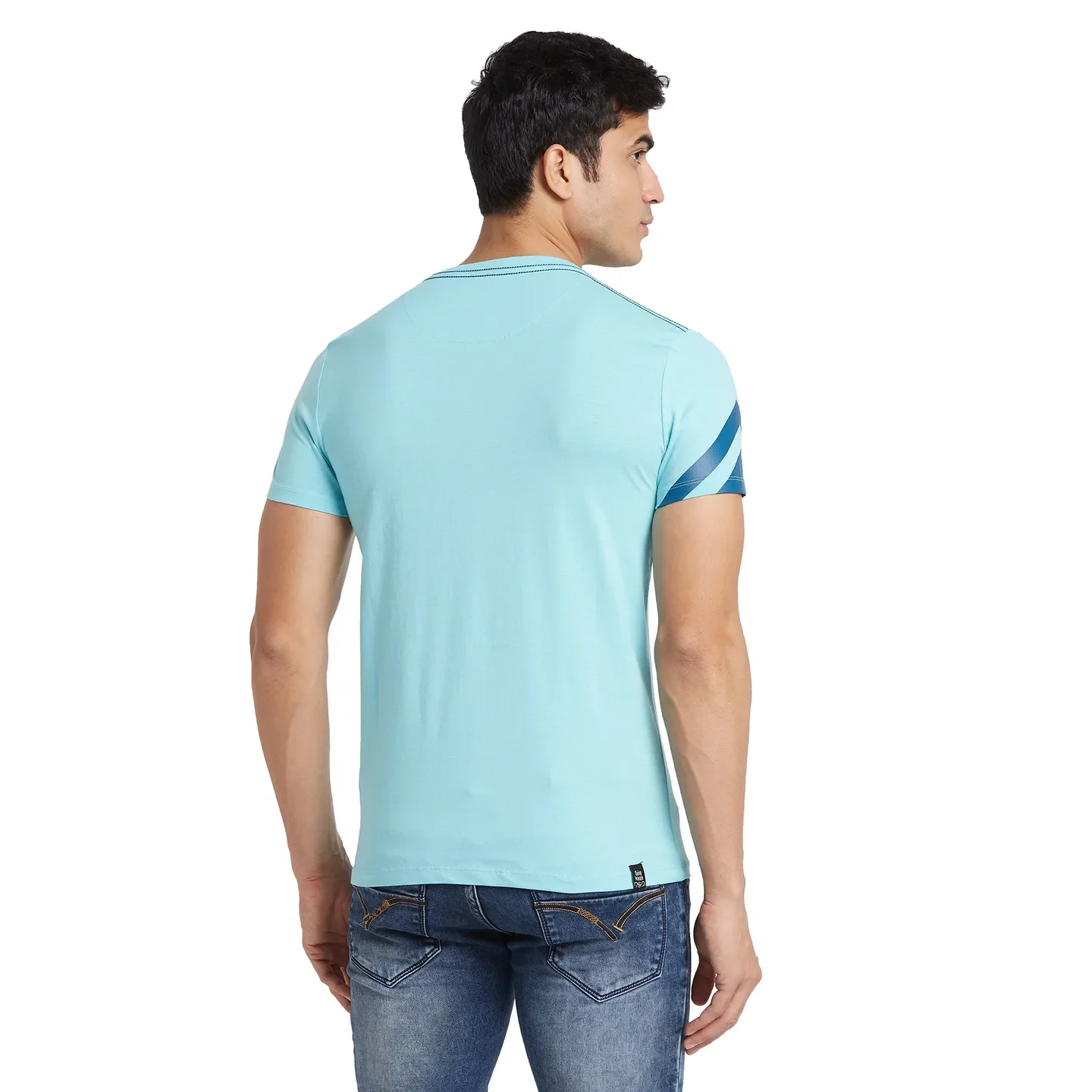 Blue Regular Fit Men's Short Sleeves T-Shirt by Being Human Clothing - Image 3