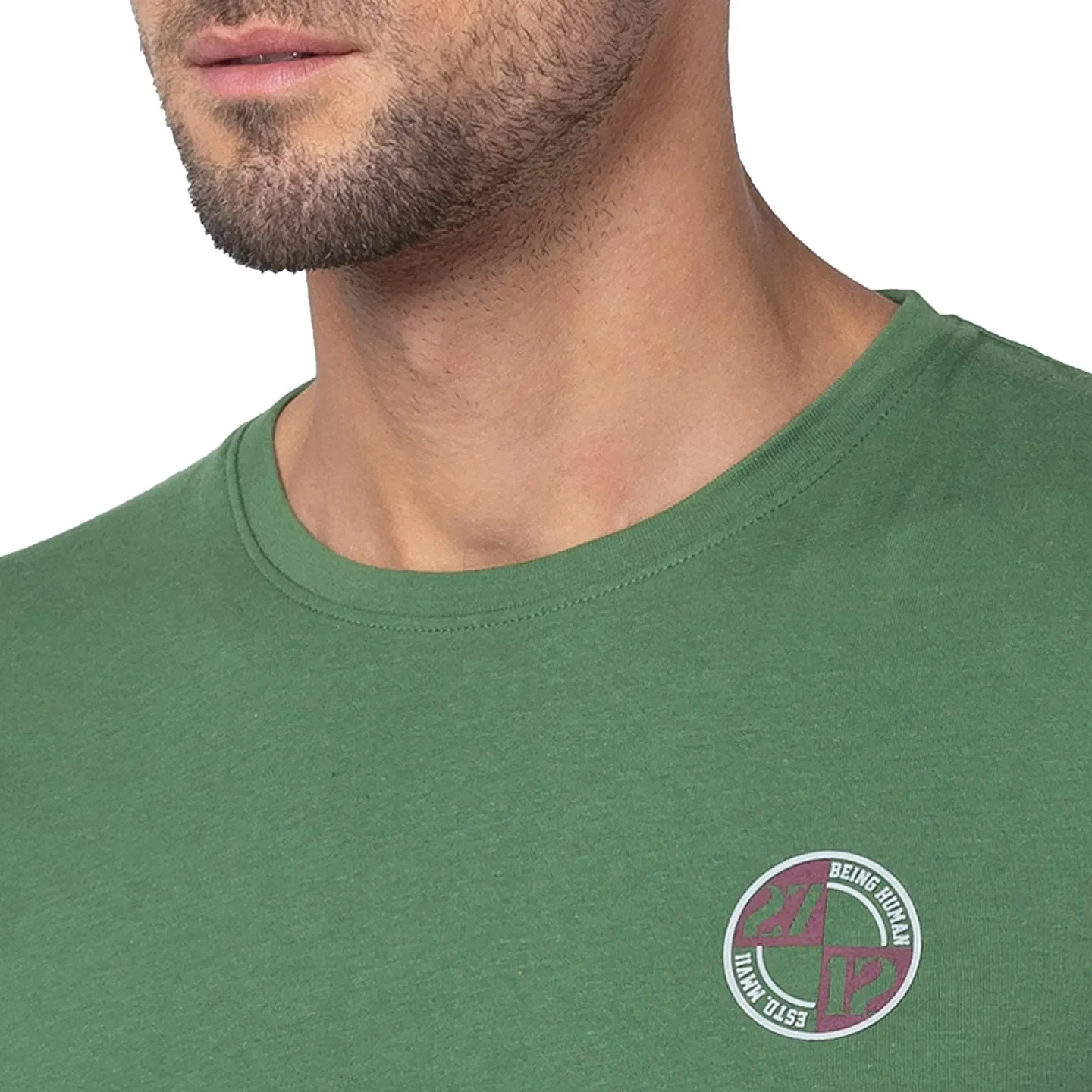 Green Regular Fit Men's Long Sleeves T-Shirt by Being Human Clothing - Image 4