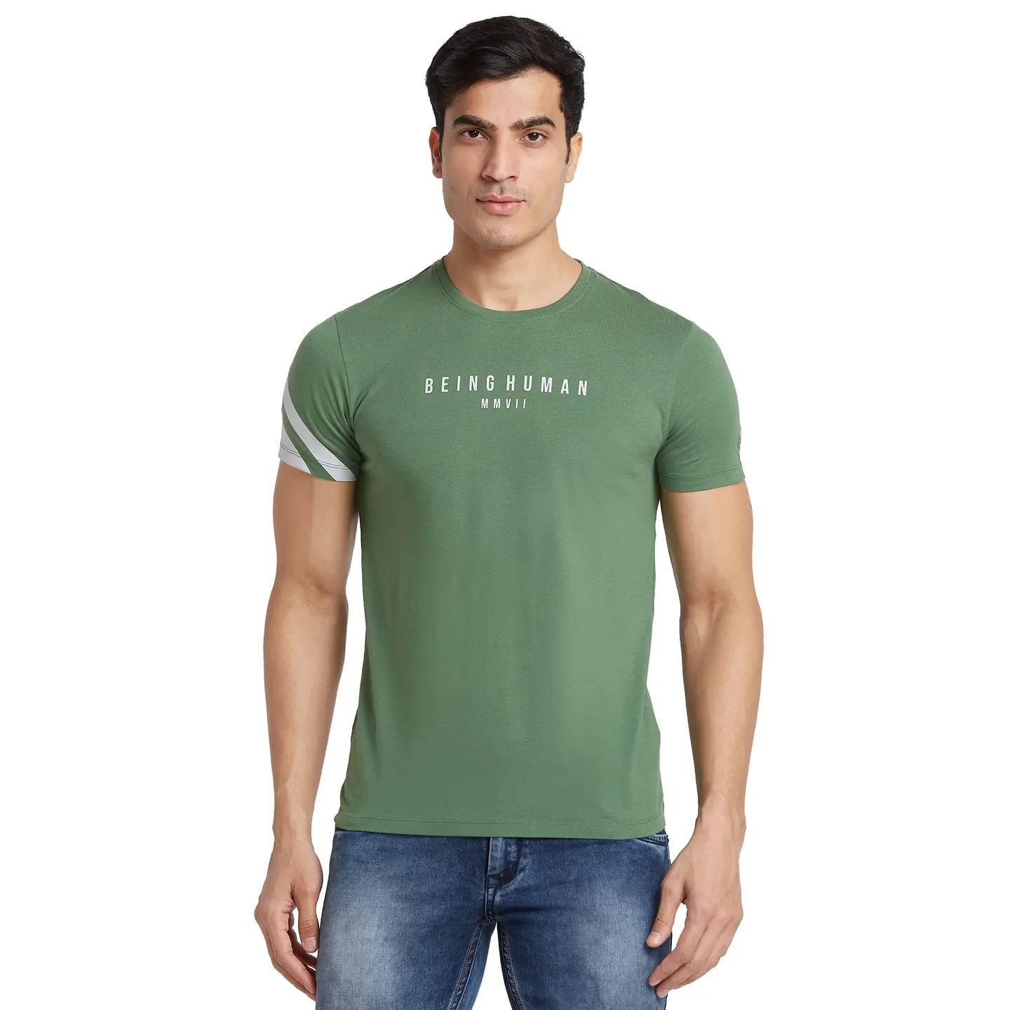 Green Regular Fit Men's Short Sleeves T-Shirt by Being Human Clothing