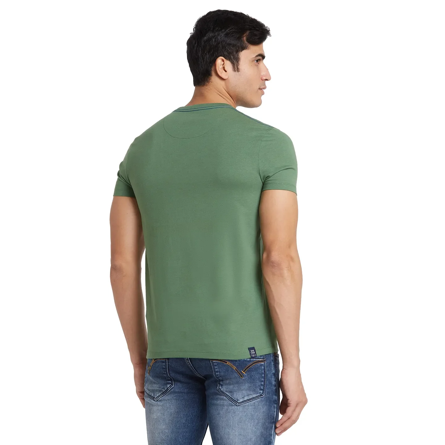 Green Regular Fit Round Neck Men's T-Shirt by Being Human Clothing - Image 3