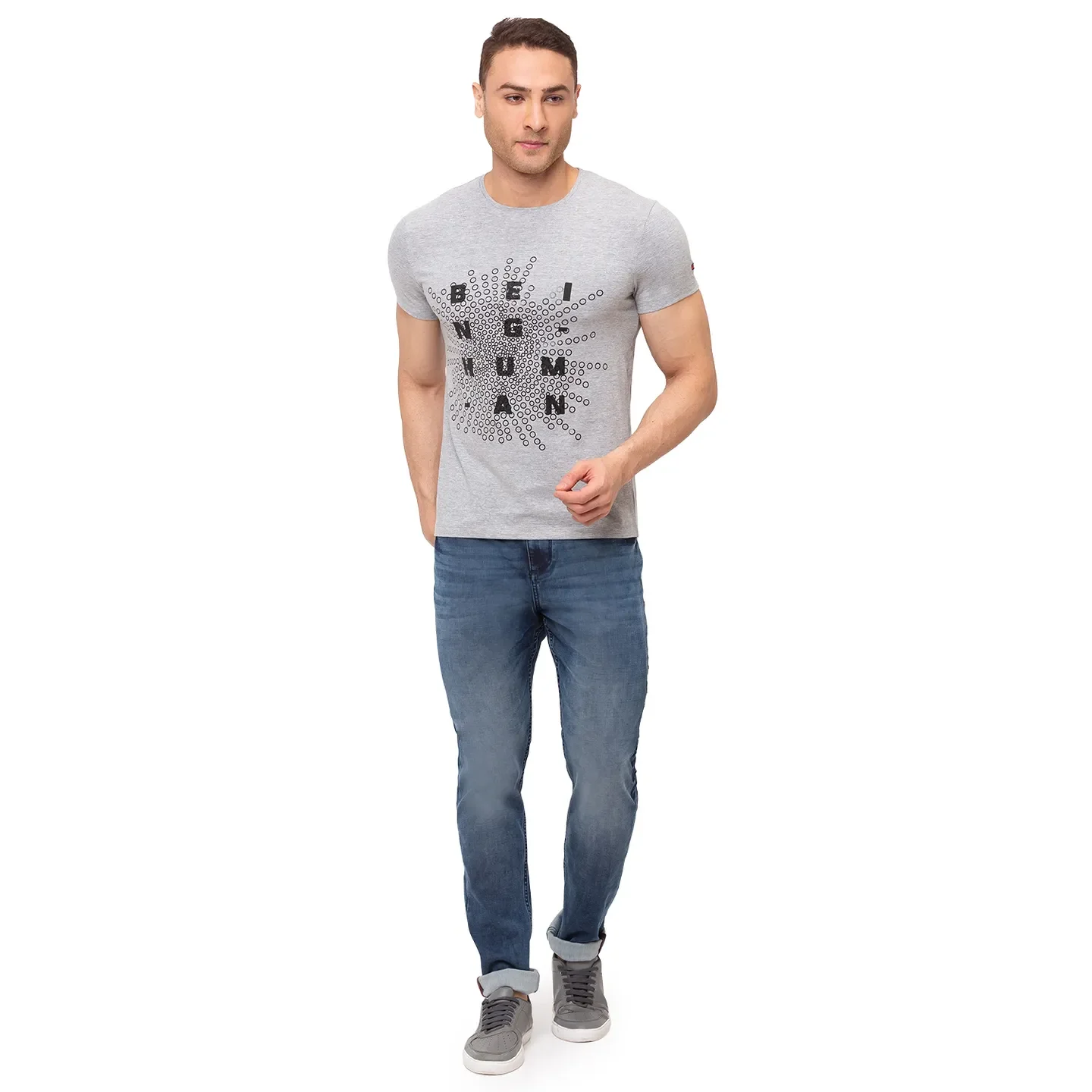 Grey Regular Fit Men's Short Sleeves T-Shirt by Being Human Clothing - Image 5