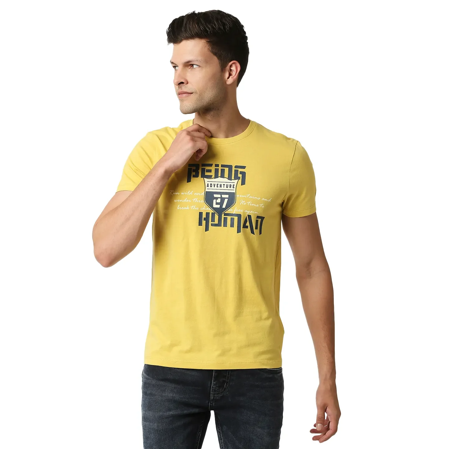 Brown Slim Straight Fit Men's Short Sleeves T-Shirt by Being Human Clothing