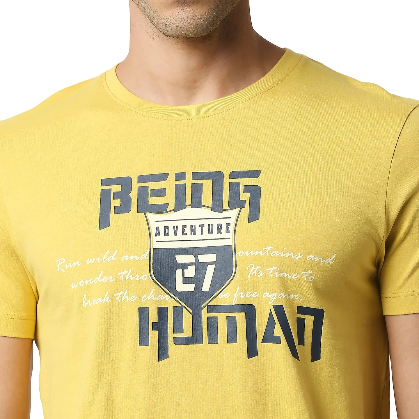 Brown Slim Straight Fit Men's Short Sleeves T-Shirt by Being Human Clothing - Image 4