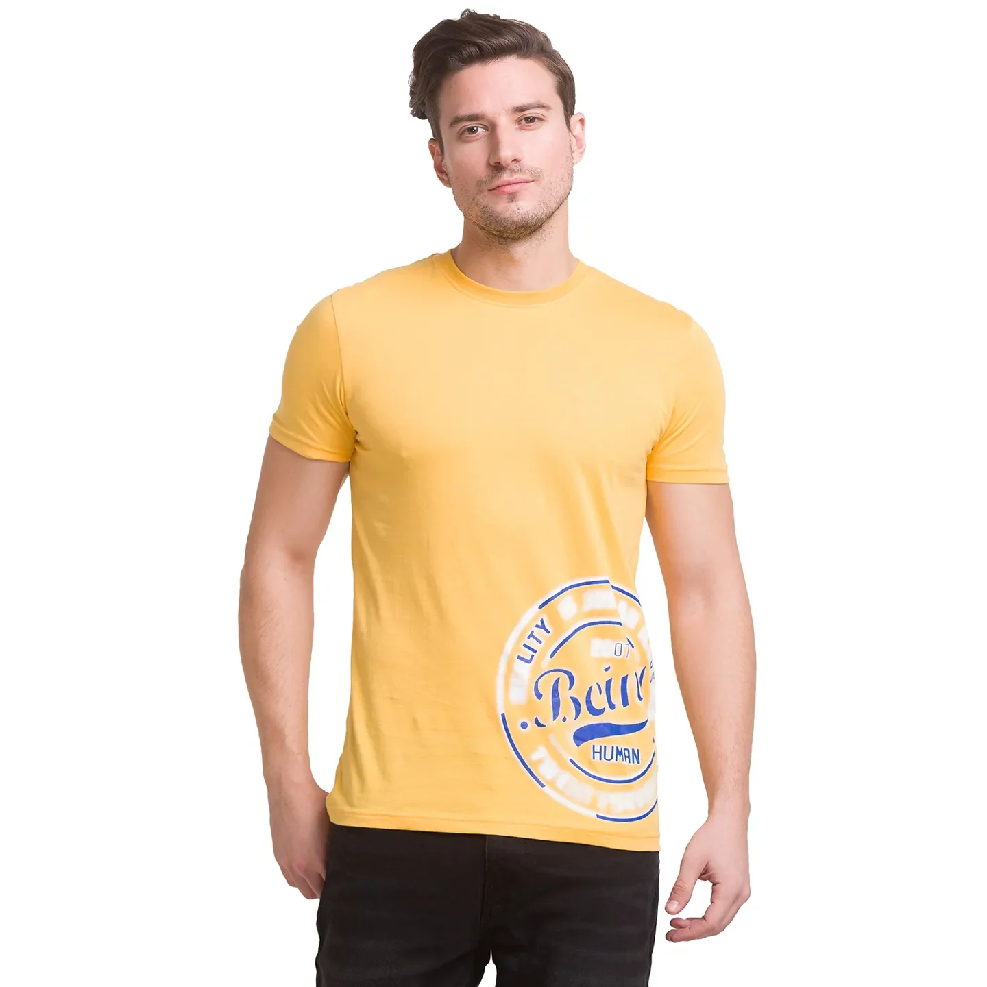 Yellow Regular Fit Round Neck Men's T-Shirt by Being Human Clothing - Image 7