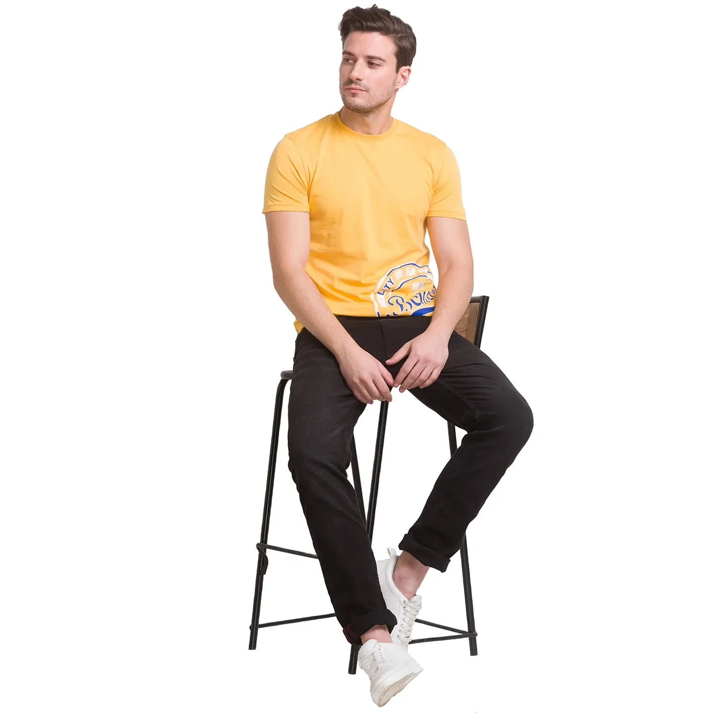 Yellow Regular Fit Round Neck Men's T-Shirt by Being Human Clothing - Image 8