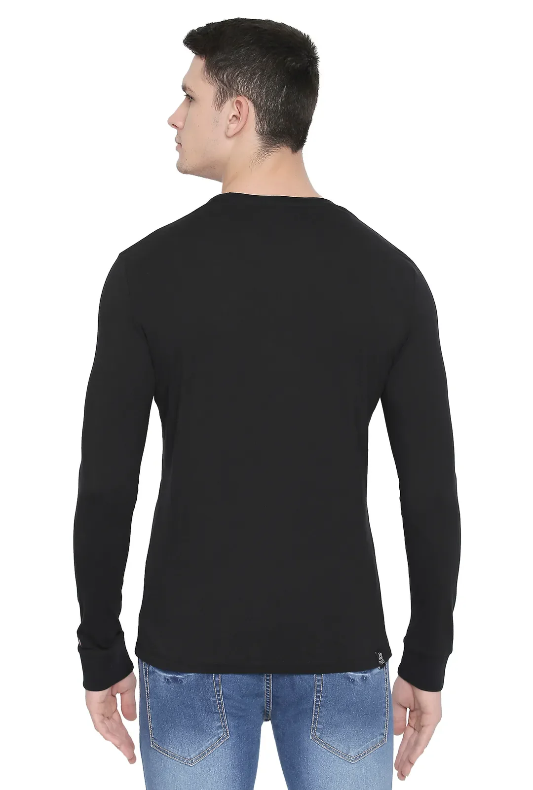 Black Regular Fit Men's Long Sleeves T-Shirt by Being Human Clothing - Image 3