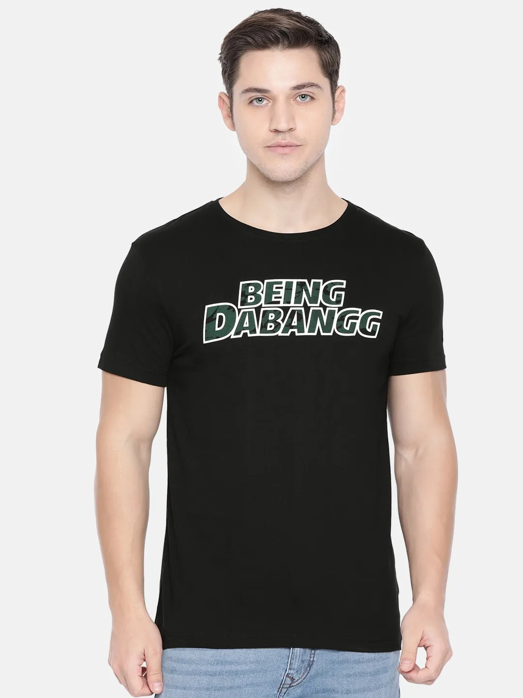 Black Regular Fit Men's Short Sleeves T-Shirt by Being Human Clothing
