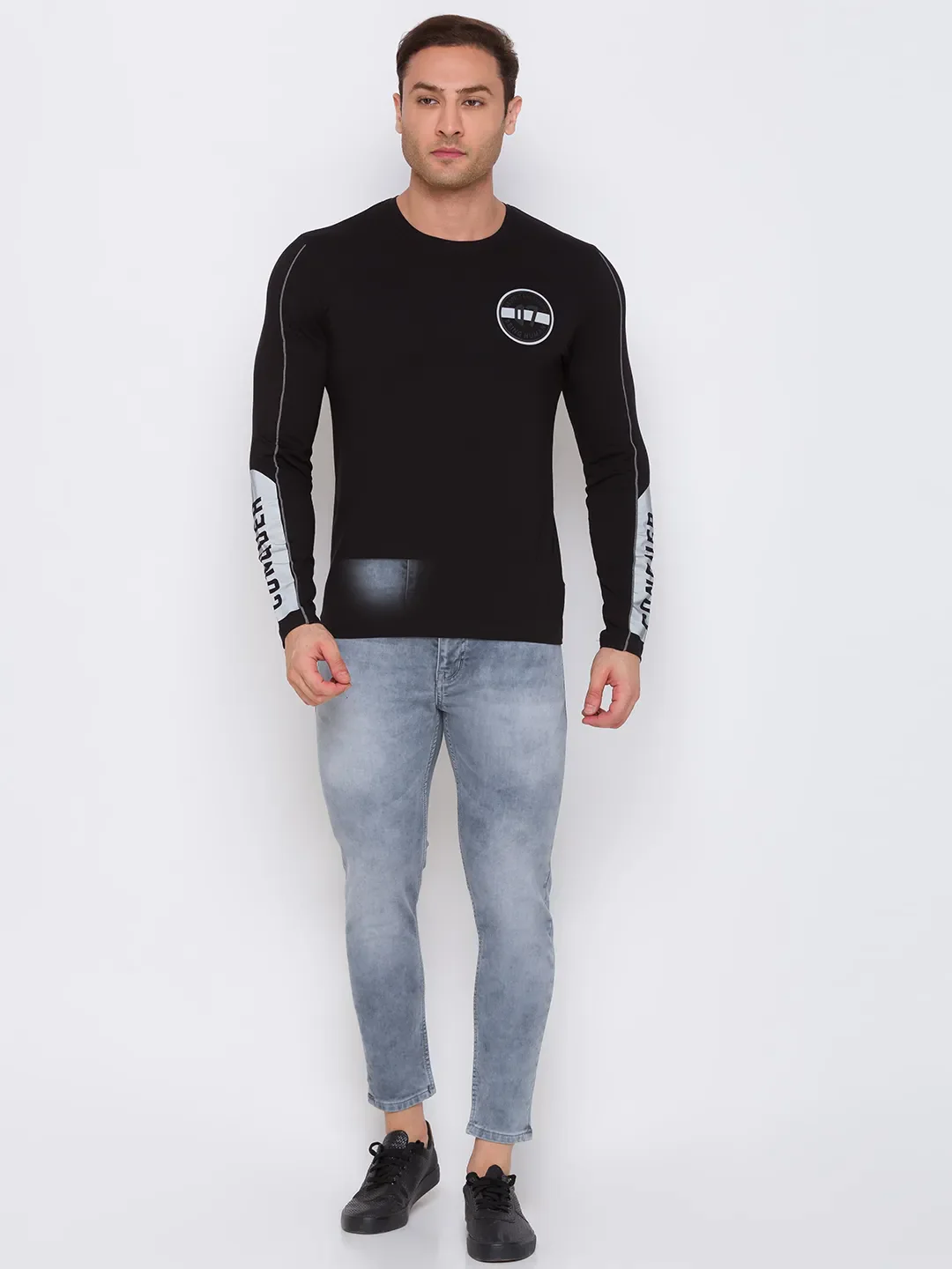 Black Regular Fit Men's Long Sleeves T-Shirt by Being Human Clothing - Image 2