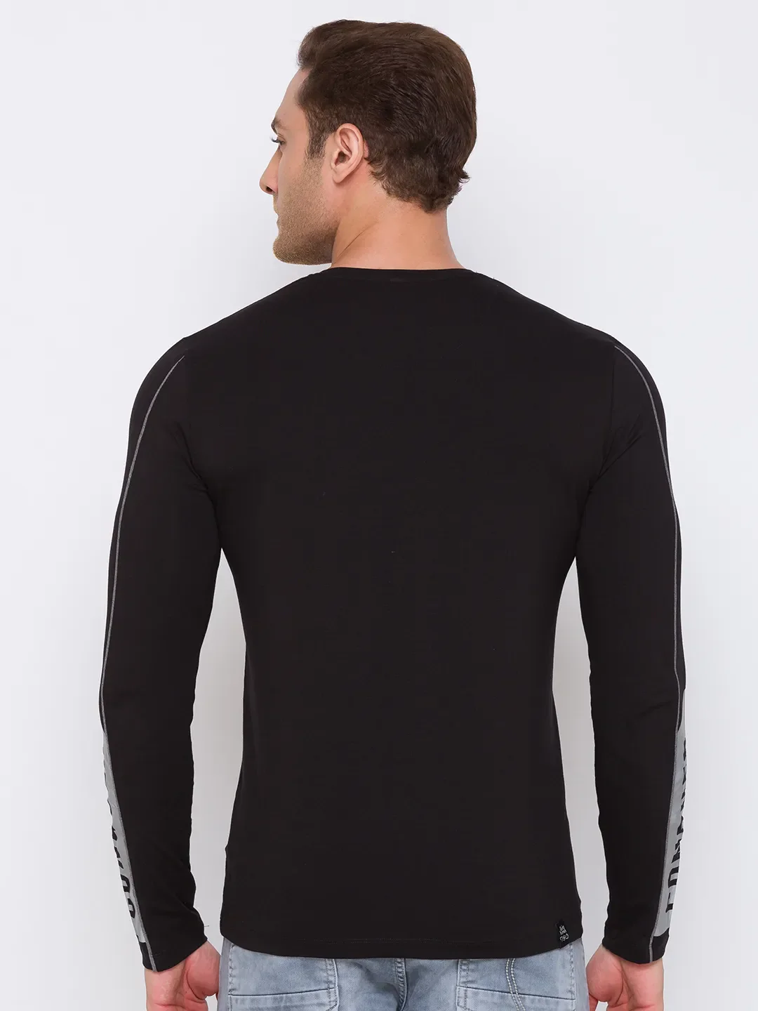 Black Regular Fit Men's Long Sleeves T-Shirt by Being Human Clothing - Image 3