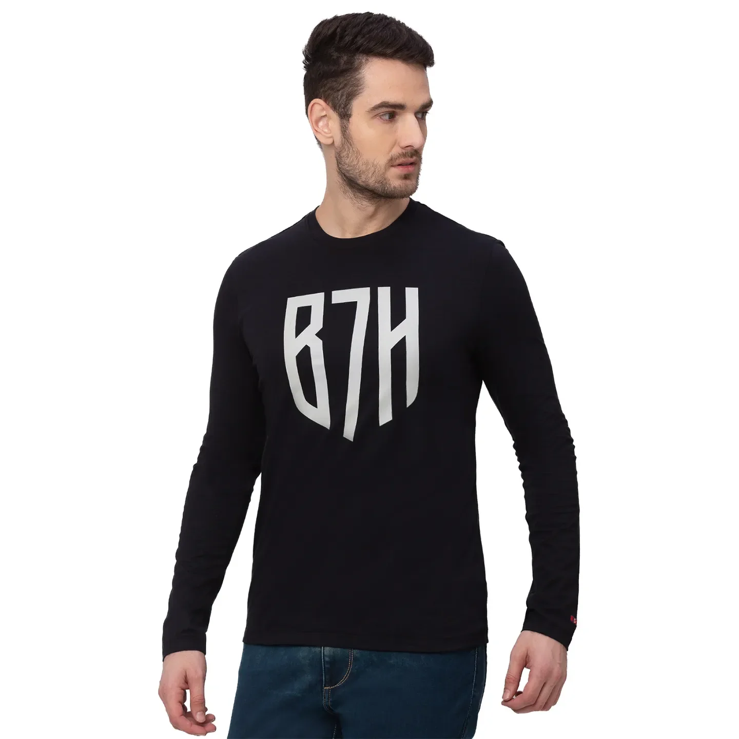 Black Regular Fit Men's Long Sleeves T-Shirt by Being Human Clothing - Image 3