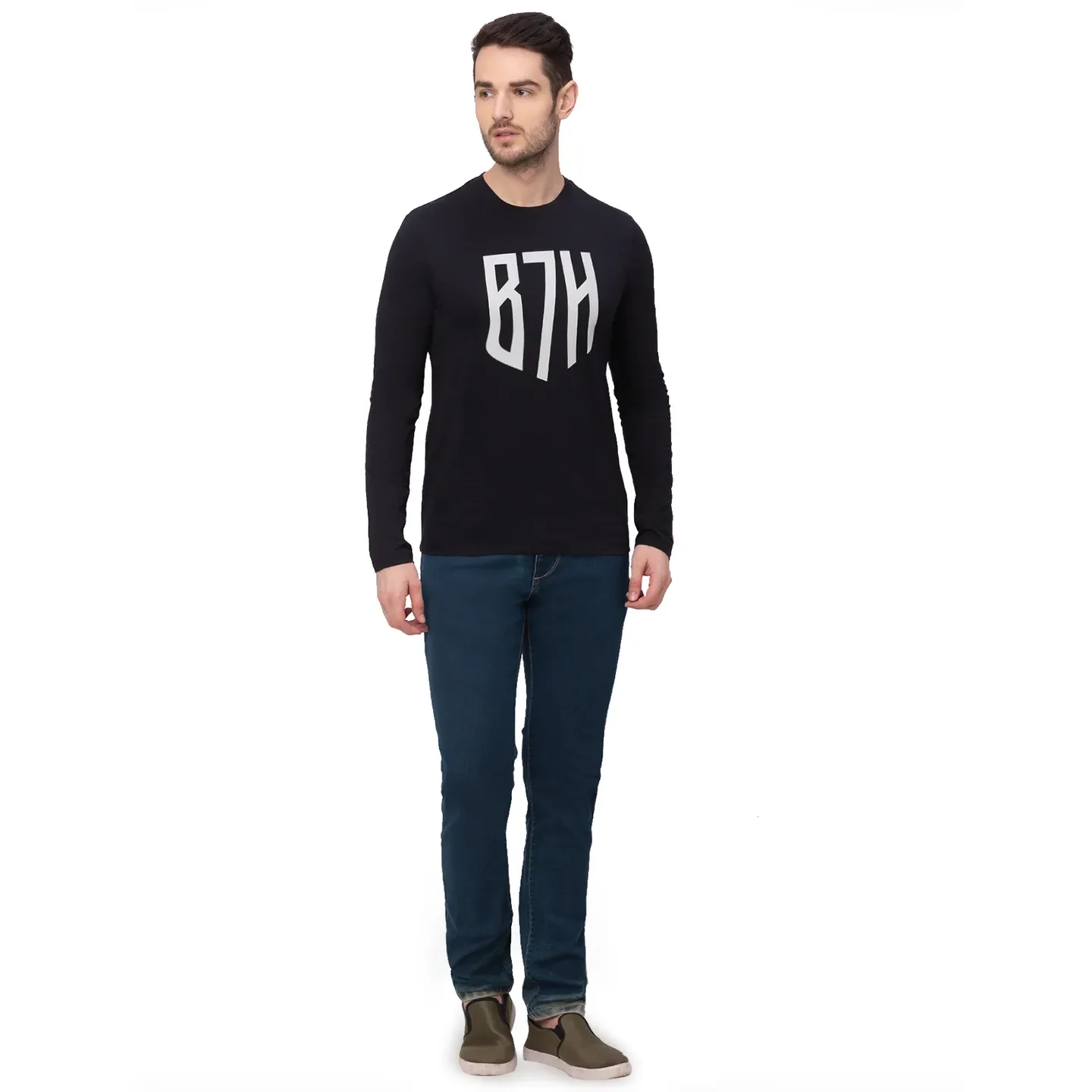 Black Regular Fit Men's Long Sleeves T-Shirt by Being Human Clothing - Image 6