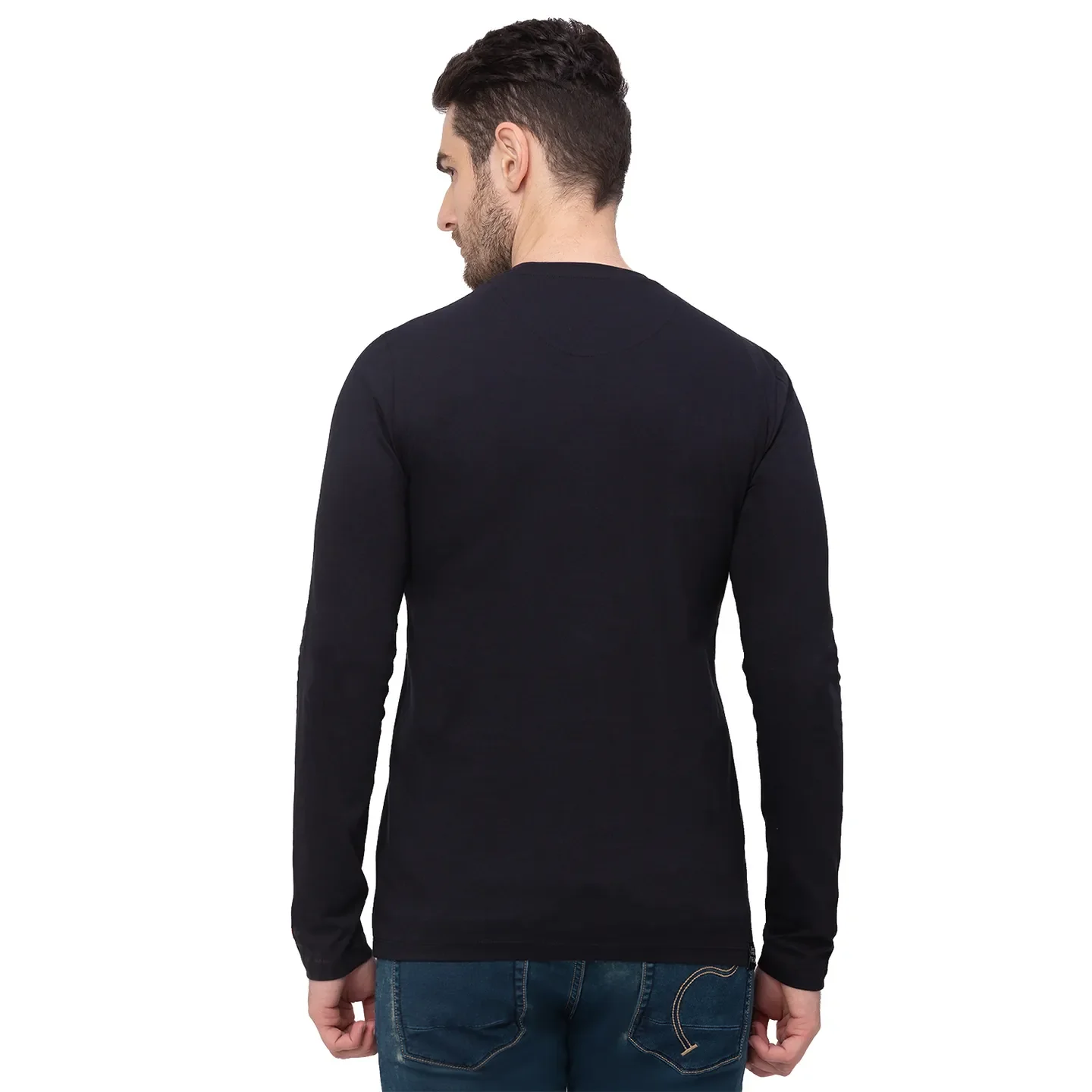 Black Regular Fit Men's Long Sleeves T-Shirt by Being Human Clothing - Image 2