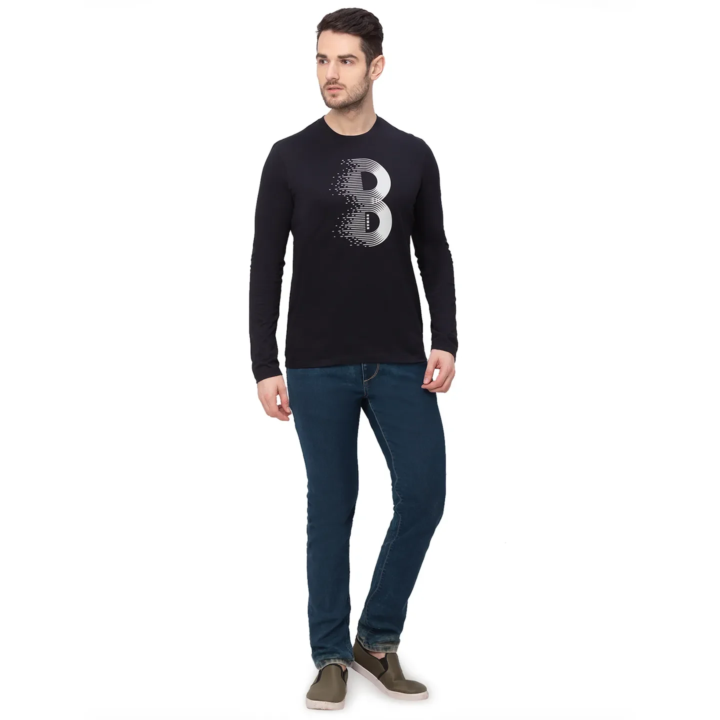 Black Regular Fit Men's Long Sleeves T-Shirt by Being Human Clothing - Image 6