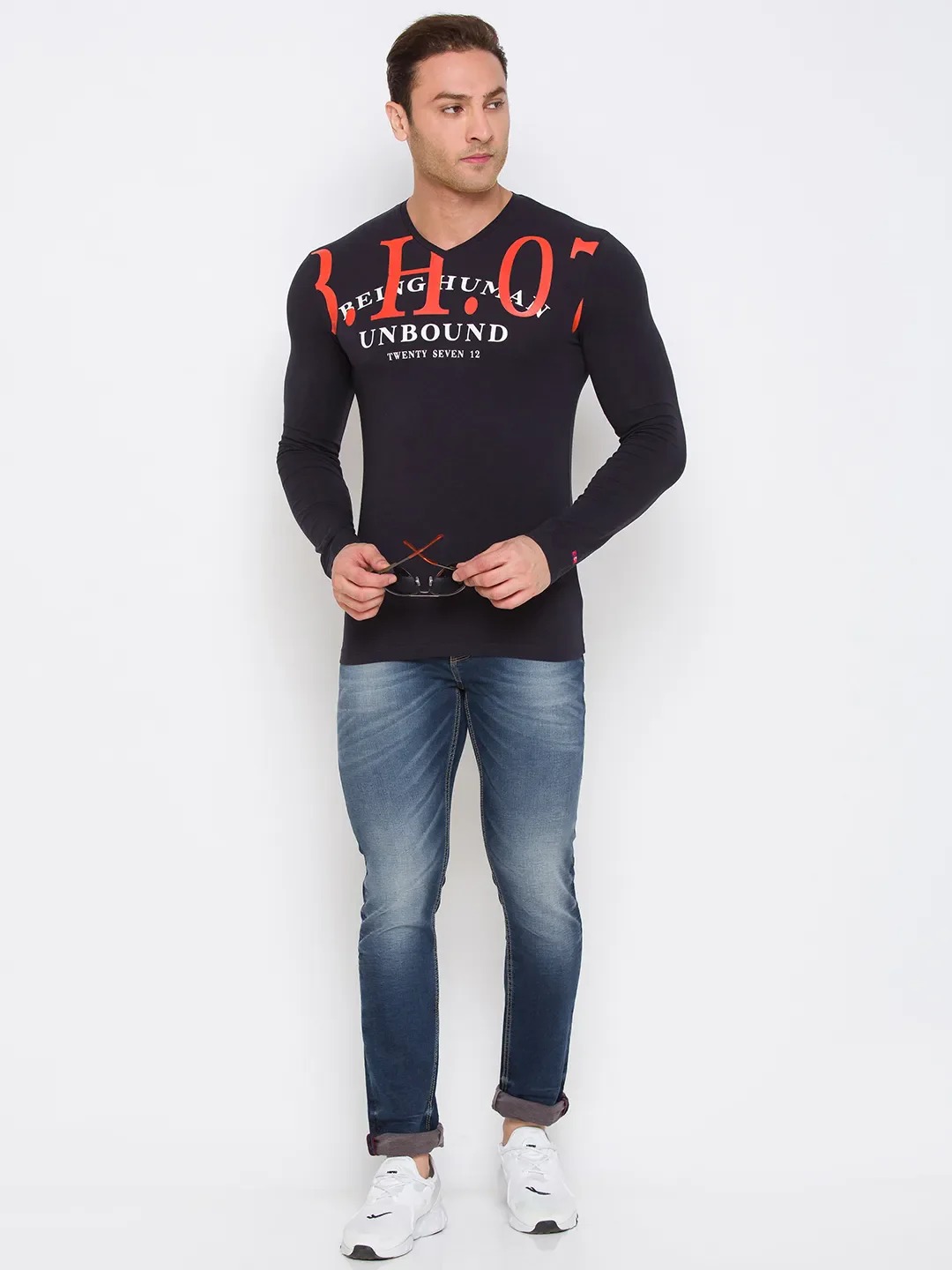 Black Regular Fit Round Neck Men's T-Shirt by Being Human Clothing - Image 5