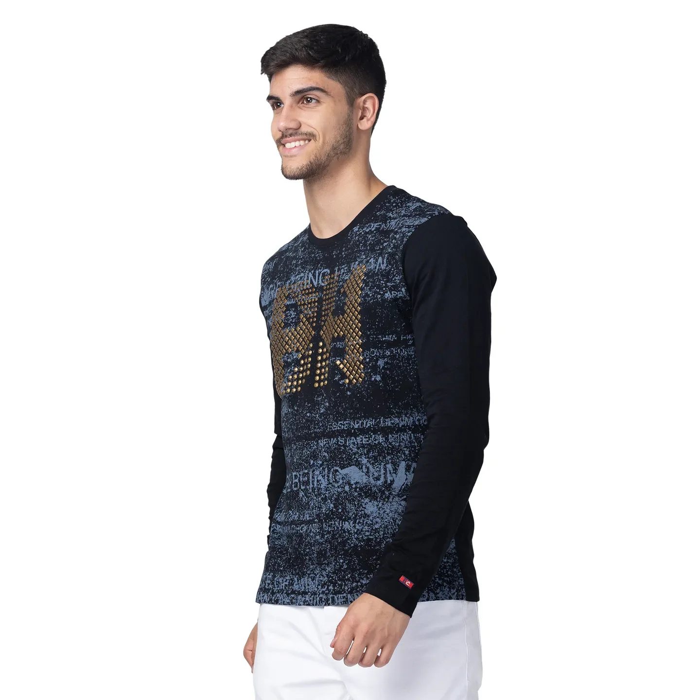 Black Regular Fit Men's Long Sleeves T-Shirt by Being Human Clothing - Image 2