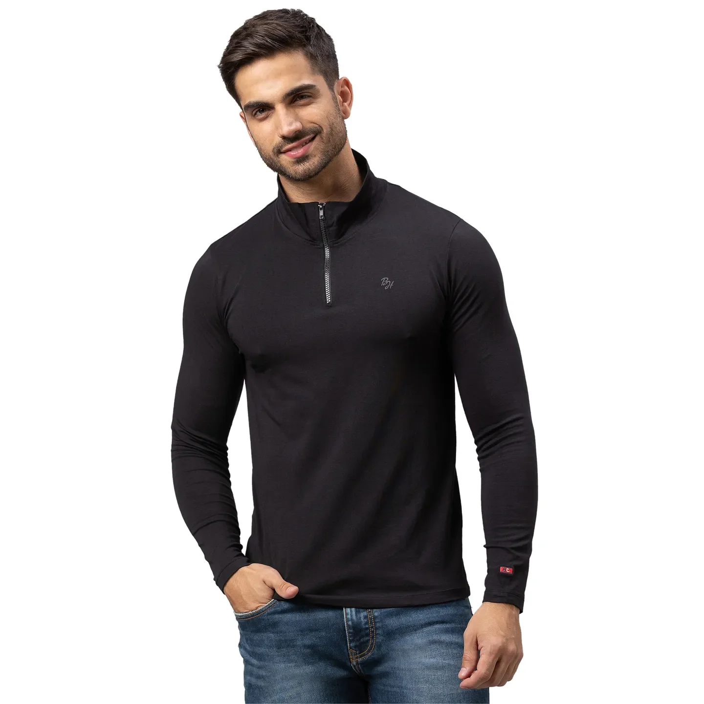 Black Regular Fit Men's Long Sleeves T-Shirt by Being Human Clothing