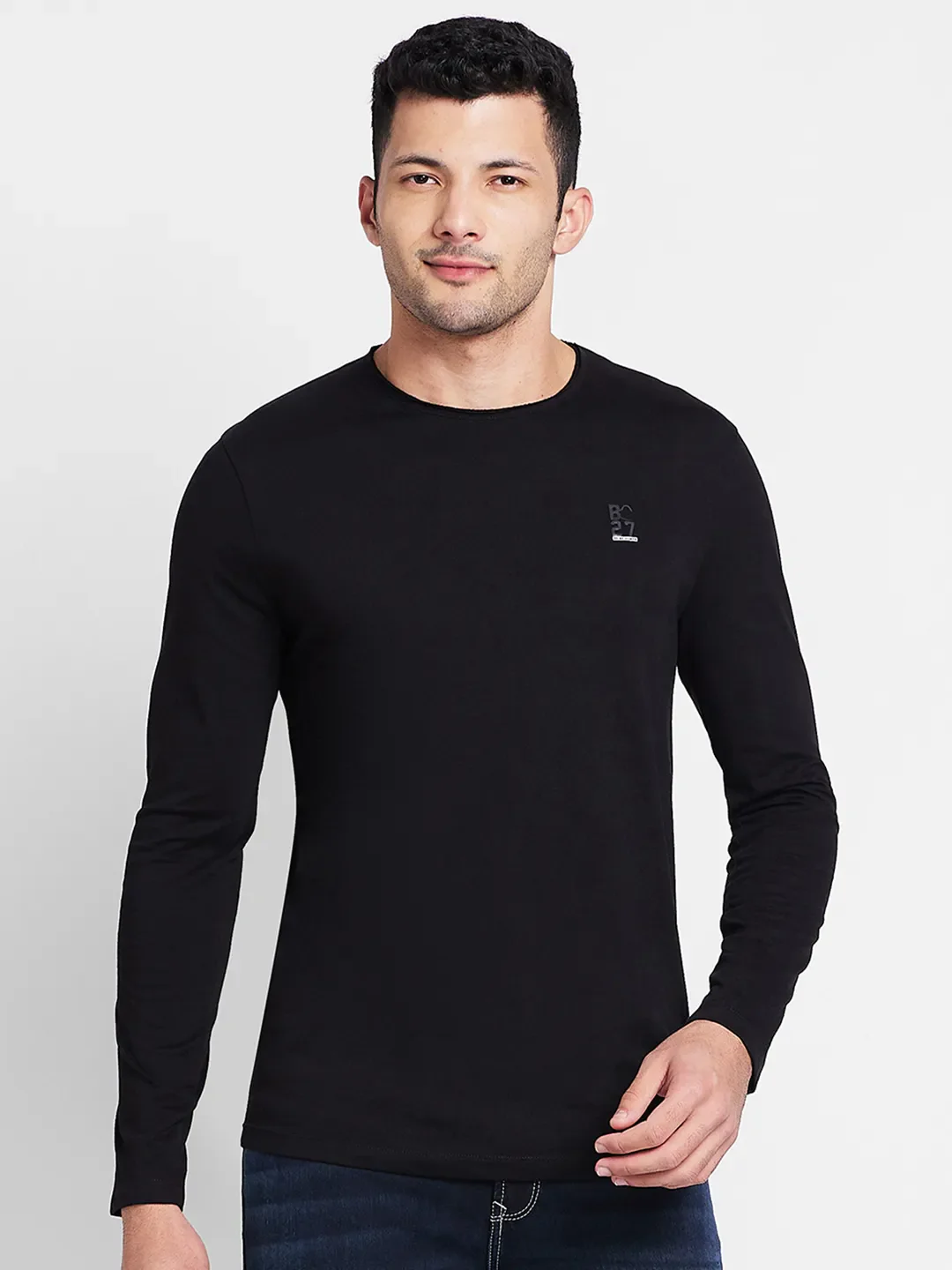 Black Regular Fit Round Neck Men's T-Shirt by Being Human Clothing