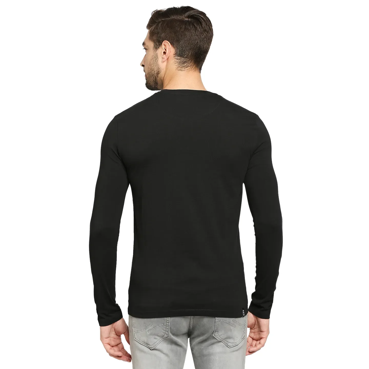 Black Regular Fit Men's Long Sleeves T-Shirt by Being Human Clothing - Image 4