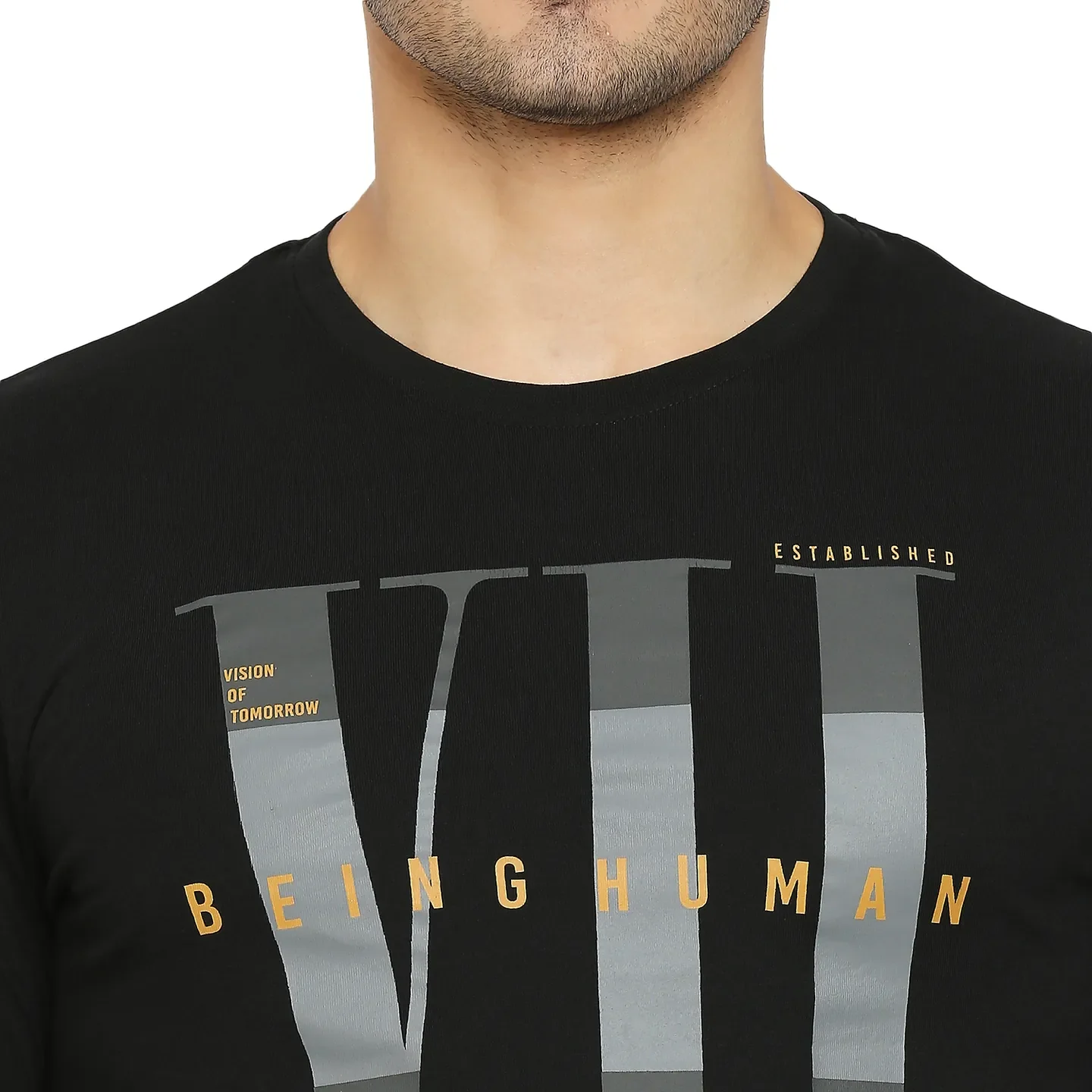 Black Regular Fit Men's Long Sleeves T-Shirt by Being Human Clothing - Image 2