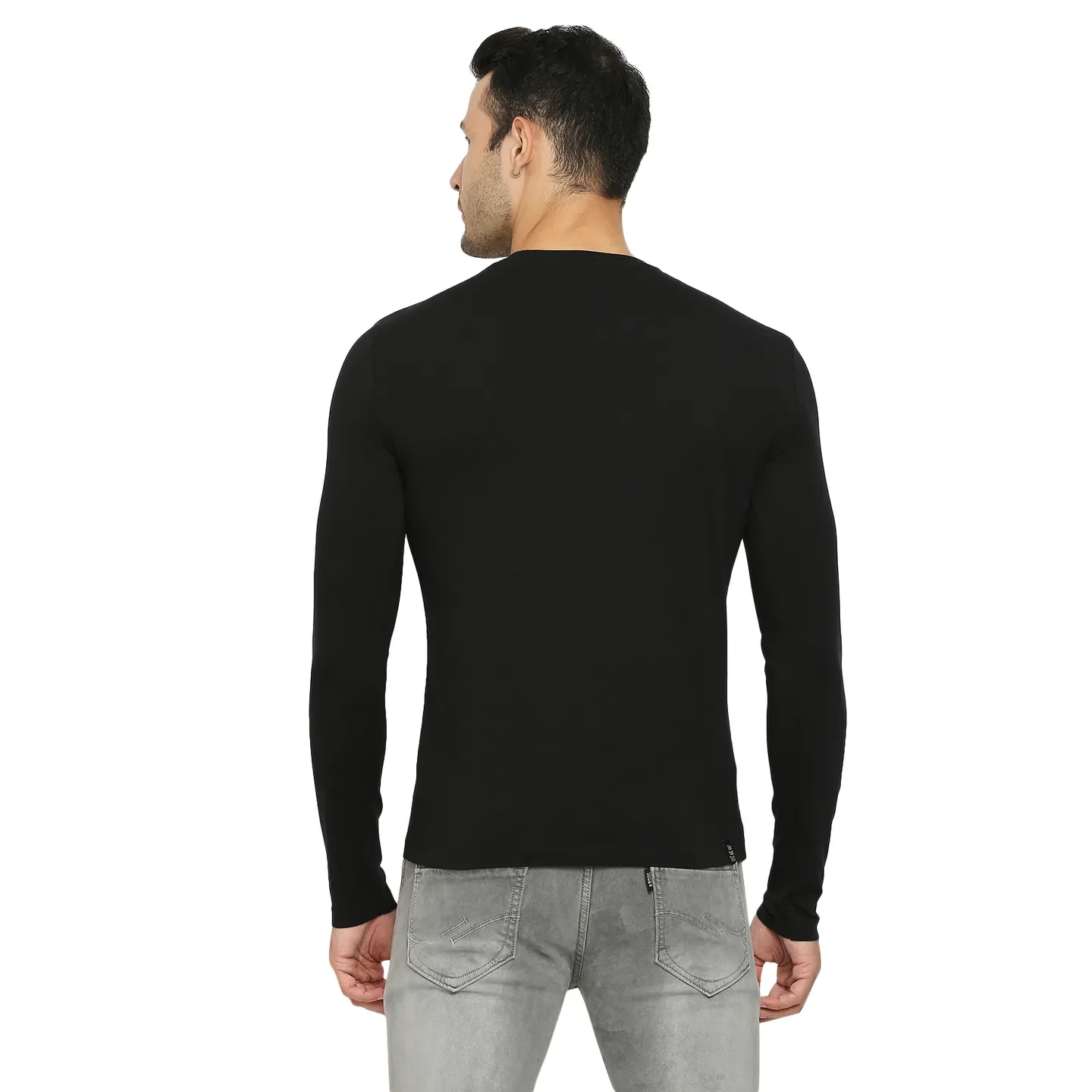 Black Regular Fit Men's Long Sleeves T-Shirt by Being Human Clothing - Image 4