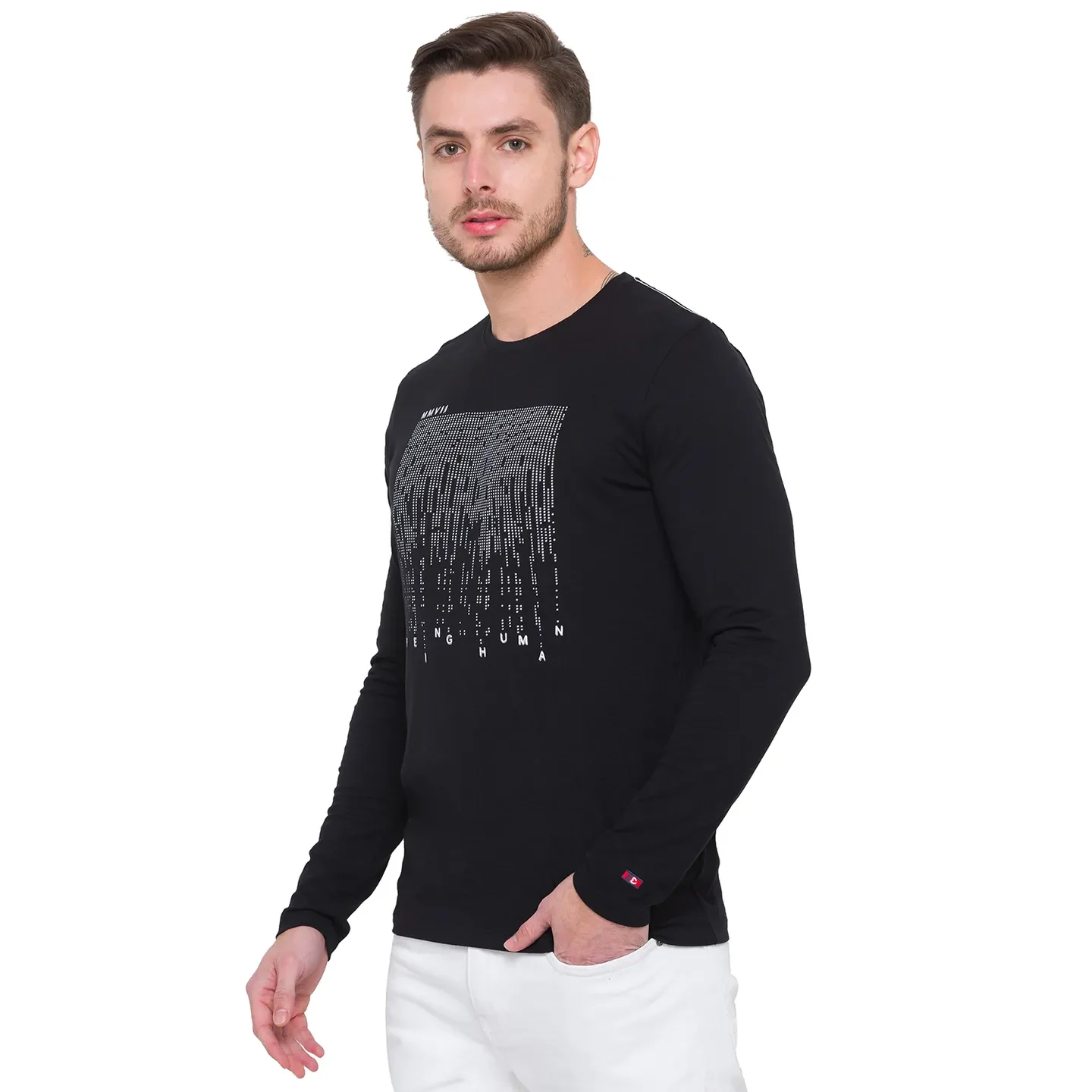 Black Regular Fit Men's Long Sleeves T-Shirt by Being Human Clothing - Image 2