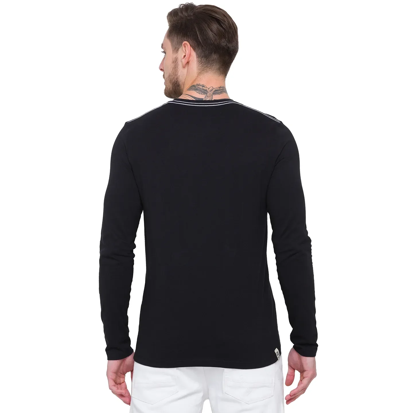Black Regular Fit Men's Long Sleeves T-Shirt by Being Human Clothing - Image 3