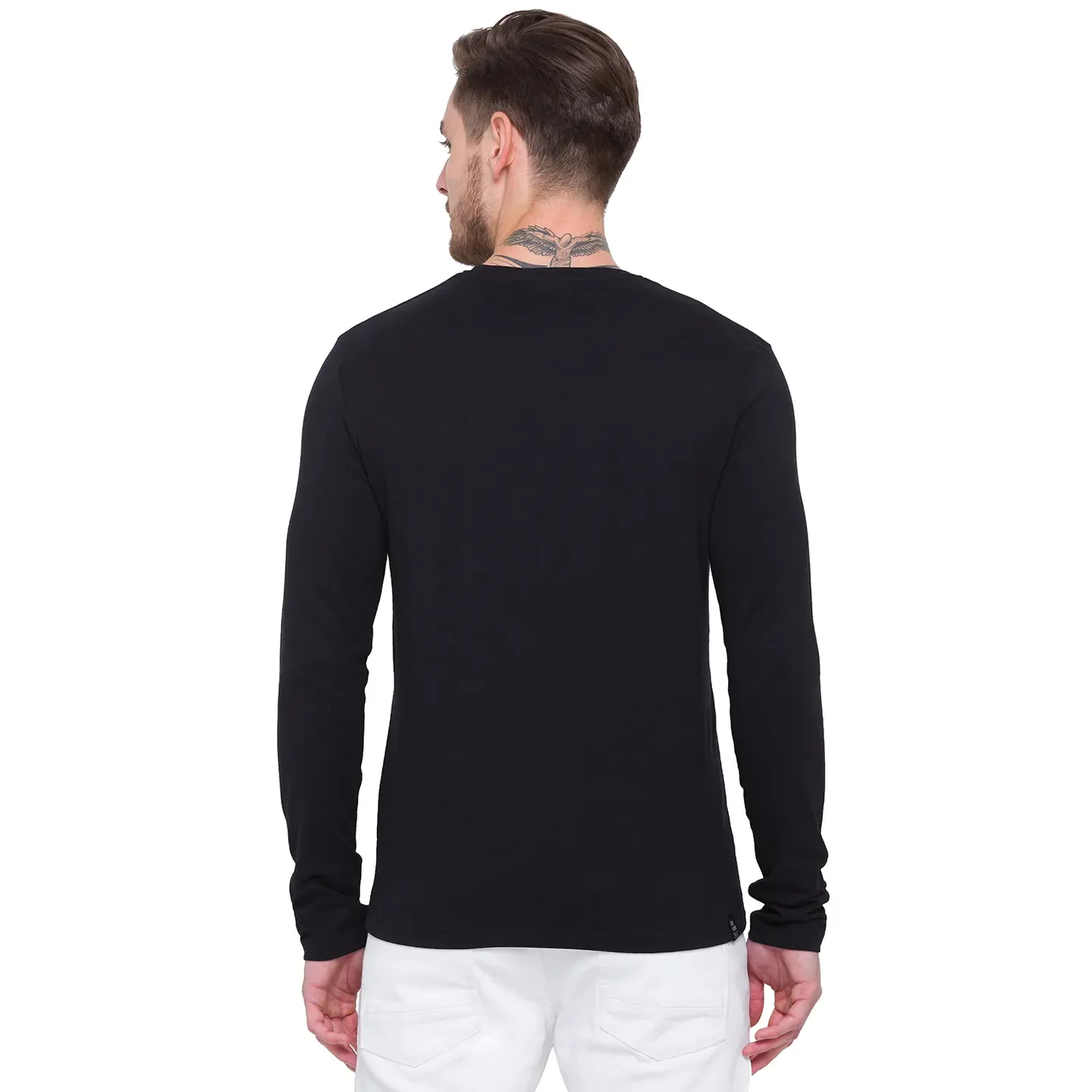 Black Regular Fit Men's Long Sleeves T-Shirt by Being Human Clothing - Image 3