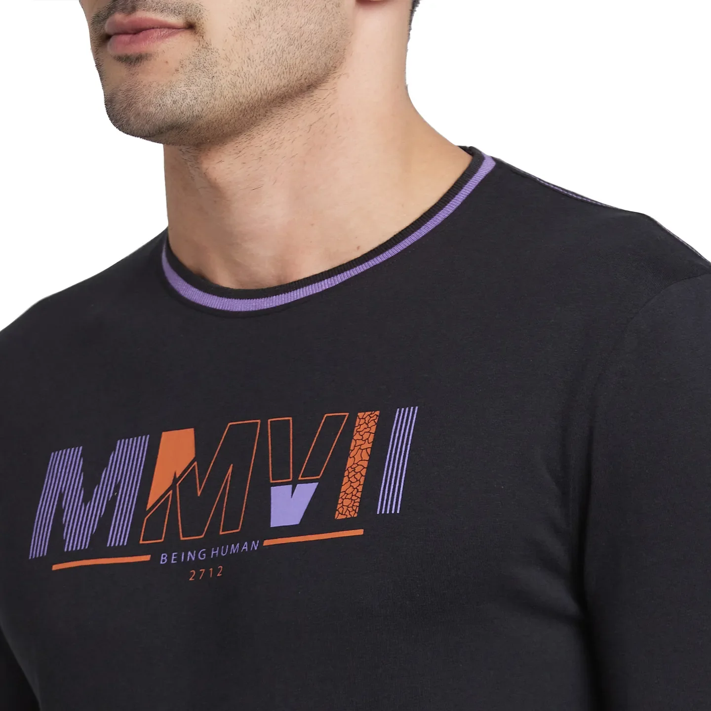 Black Regular Fit Round Neck Men's T-Shirt by Being Human Clothing - Image 4