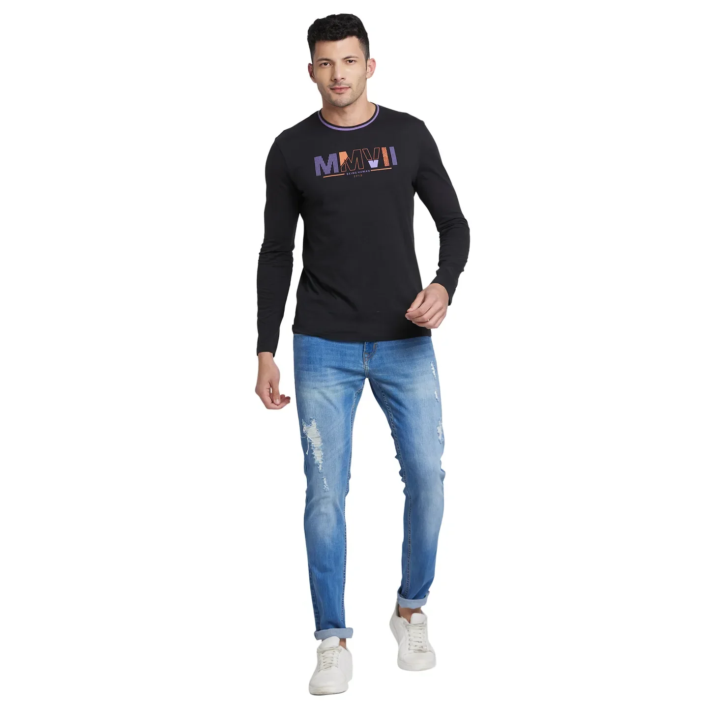 Black Regular Fit Round Neck Men's T-Shirt by Being Human Clothing - Image 5