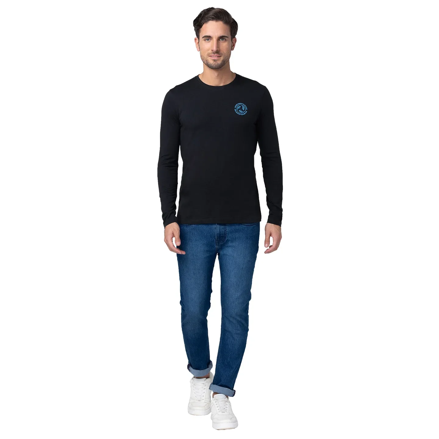 Black Regular Fit Men's Long Sleeves T-Shirt by Being Human Clothing - Image 5