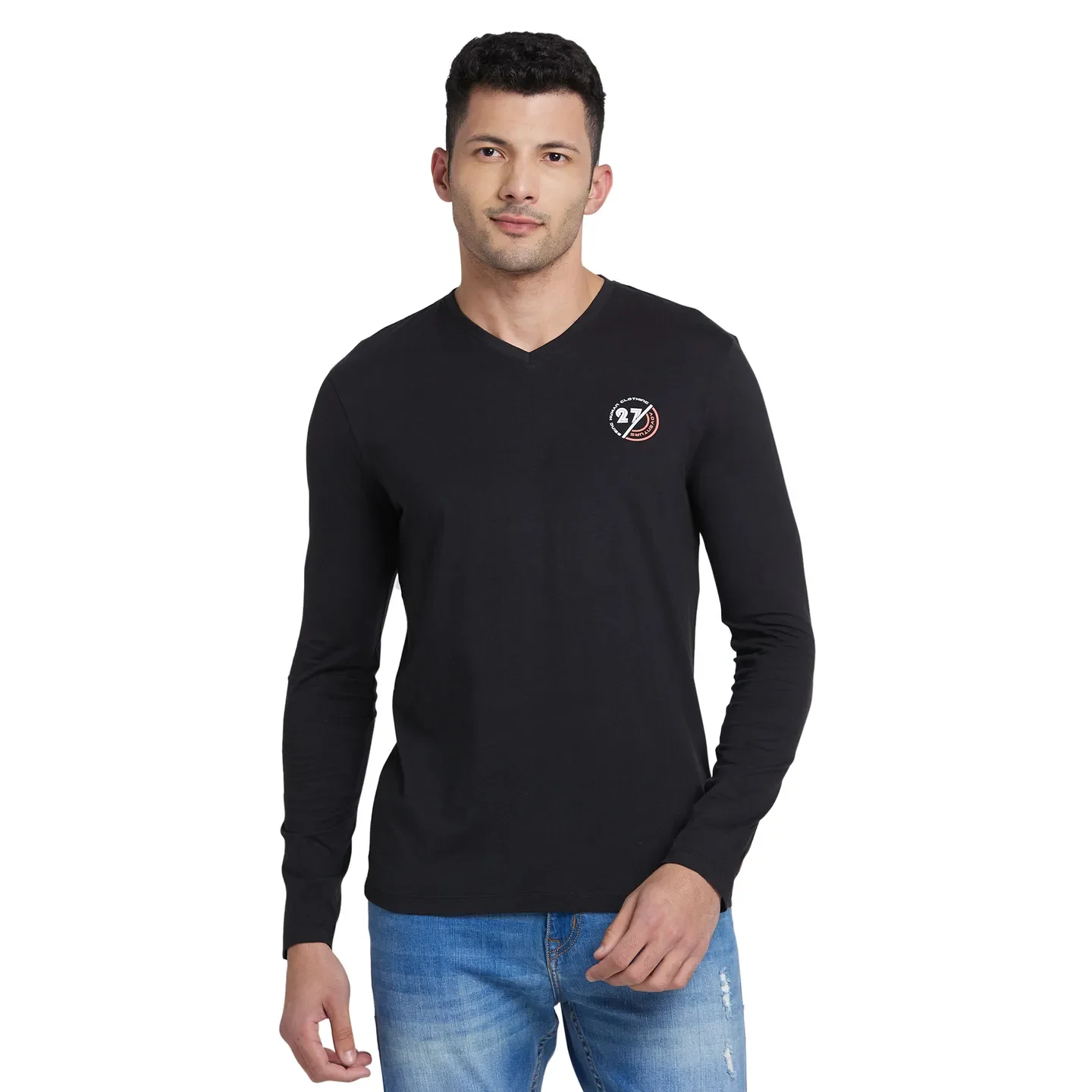 Black Regular Fit Men's Long Sleeves T-Shirt by Being Human Clothing